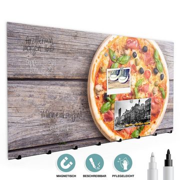 Primedeco Garderobenpaneel Magnetwand und Memoboard aus Glas Pizza mit Schinken