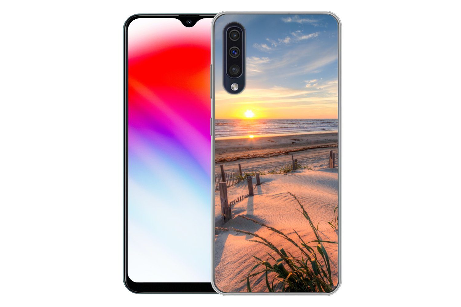 MuchoWow Handyhülle für Samsung Galaxy A50 Strand - Meer - Düne - Sonnenuntergang - Landsc, Smartphone-Bumper, Print, Handy Schutzhülle Dünn