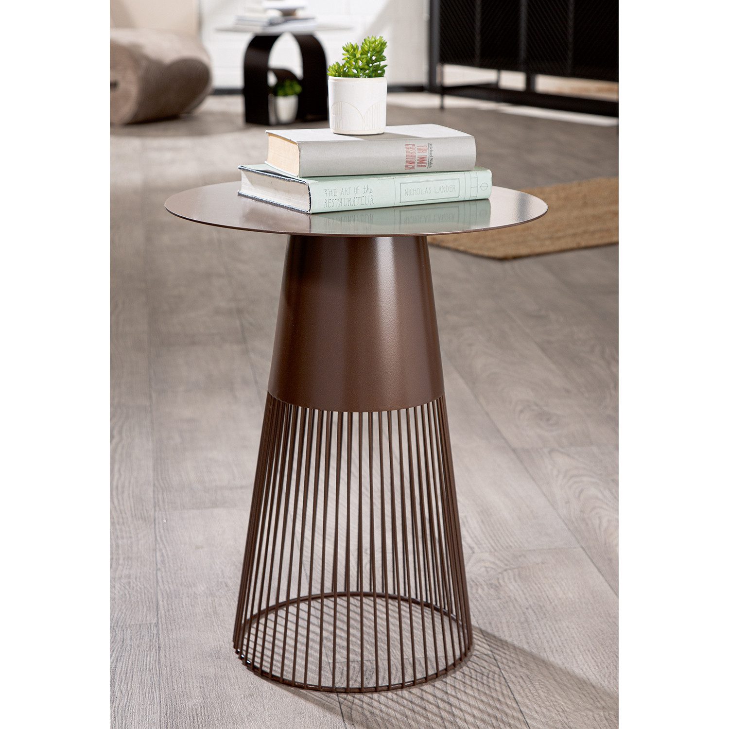 GILDE Beistelltisch GLARUS Beistelltisch - braun - Metall - Höhe 55cm x Ø 45cm - Ablage (1x Beistelltisch, Tische - Dekoration - Nachttisch - Wohnzimmer), Tisch - Ablagetisch - Couchtisch - Sofatisch