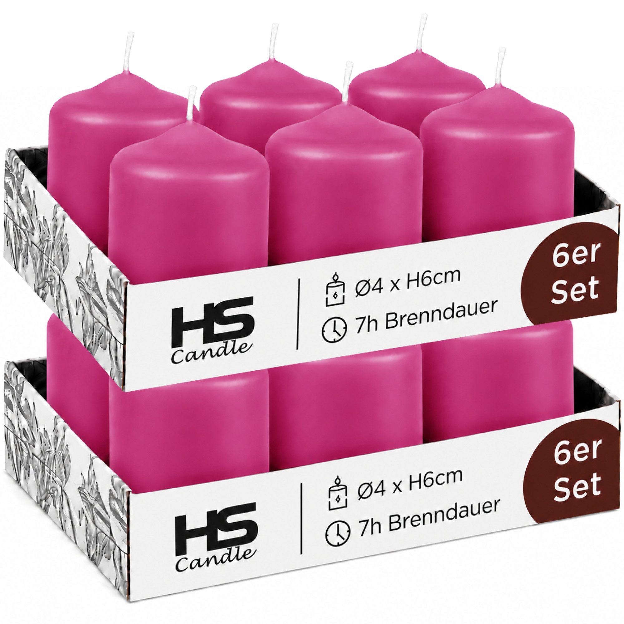 HS Candle Stumpenkerze kompakt (12-tlg., Dekolicht), Ø4xH6 cm Teelichtgröße, bis zu 7h Brenndauer je Kerze, Wachsmischung