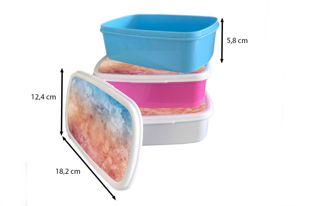 MuchoWow Lunchbox Jungs Brotdose, Kinder - - für (2-tlg), Brotbox und Orange Wasserfarben Kunststoff, und - Erwachsene, Mädchen für Blau Rot, weiß
