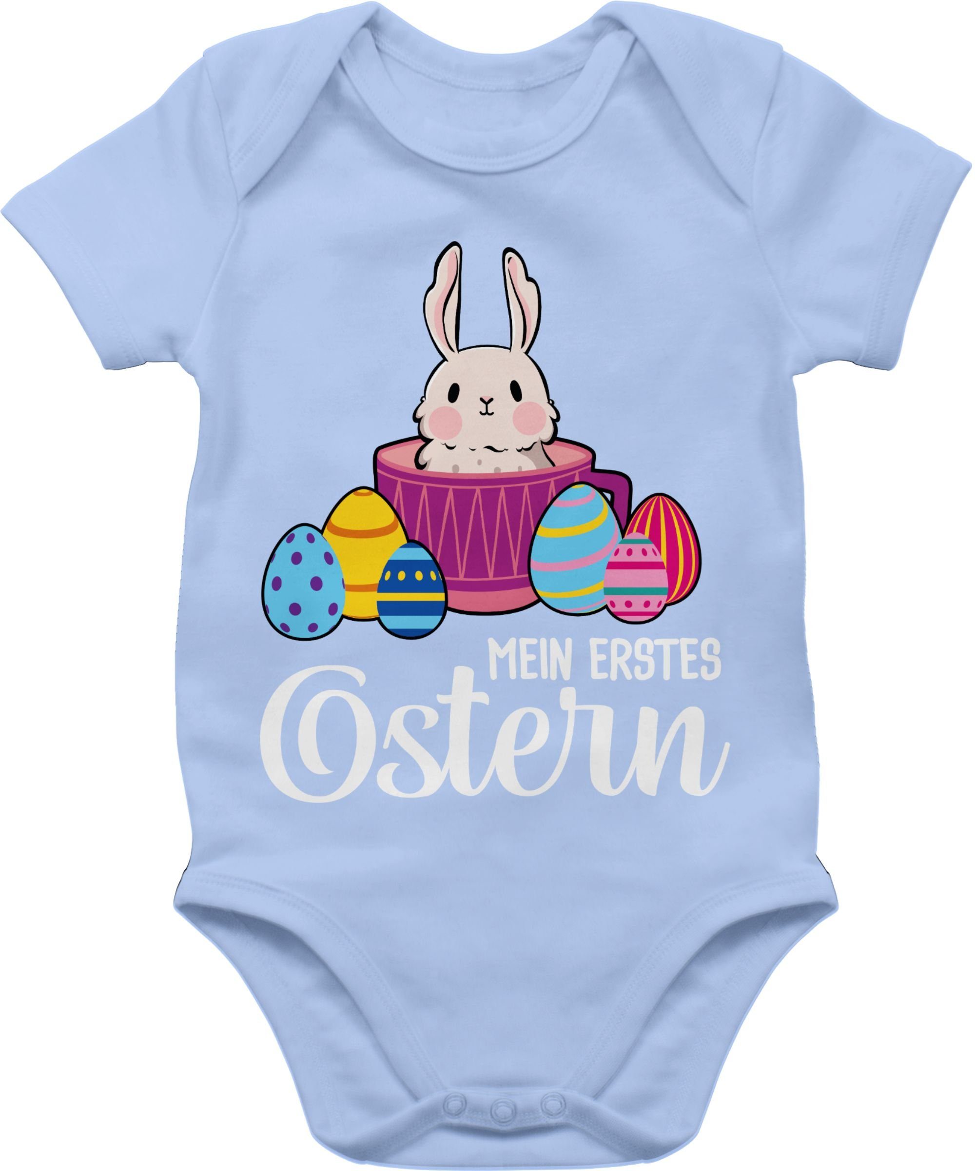 Shirtracer Shirtbody Mein erstes Ostern - Hase in Tasse - weiß Ostergeschenke 3 Babyblau