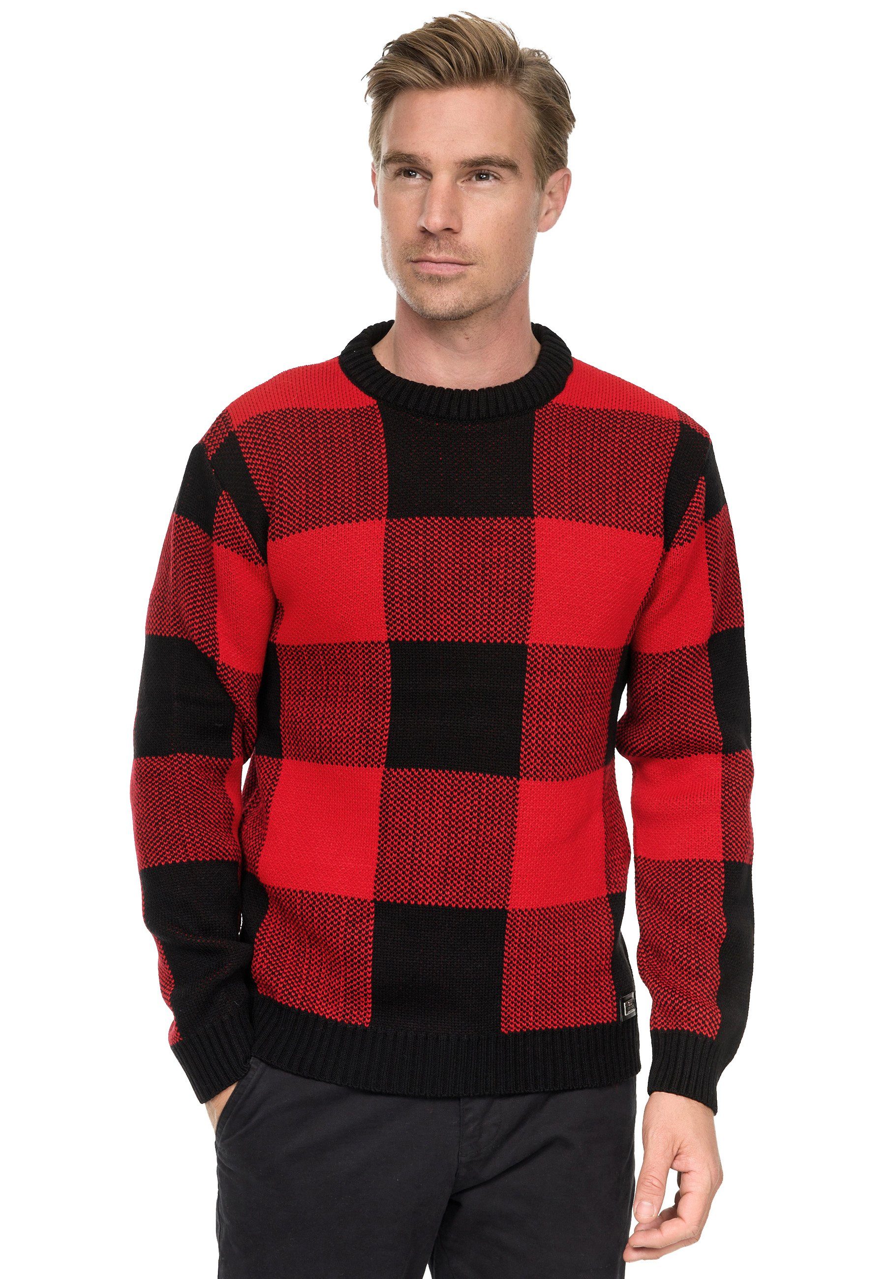 Rusty Neal Strickpullover mit karierter Musterung günstig online kaufen