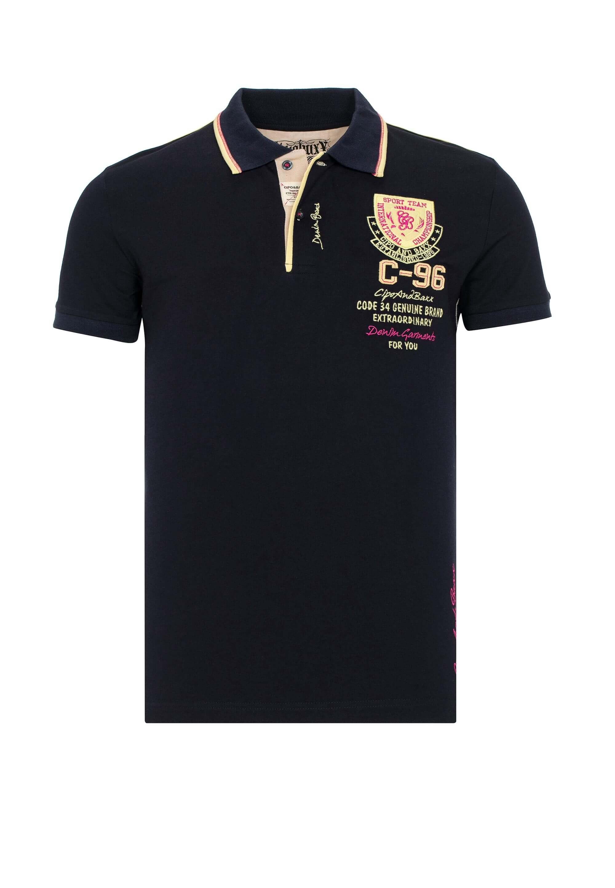 cooler dunkelblau-mehrfarbig & mit Cipo Baxx Stickerei Poloshirt