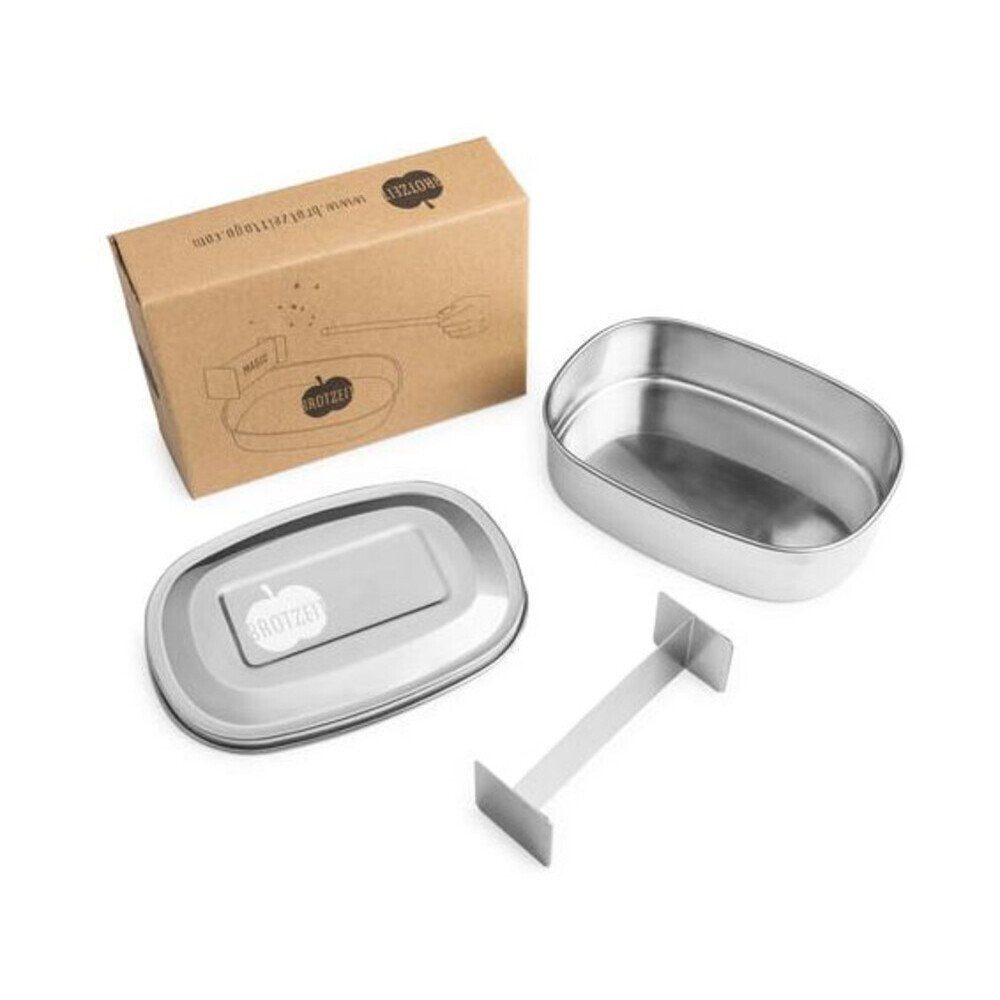Brotzeit Lunchbox Lunchbox Magic grün Edelstahl 16,5x12,5x4,5cm, BPA frei, Edelstahl 18-10, Gummi, Lunchbox Magic grün Edelstahl, 16,50cm, BPA frei, grün