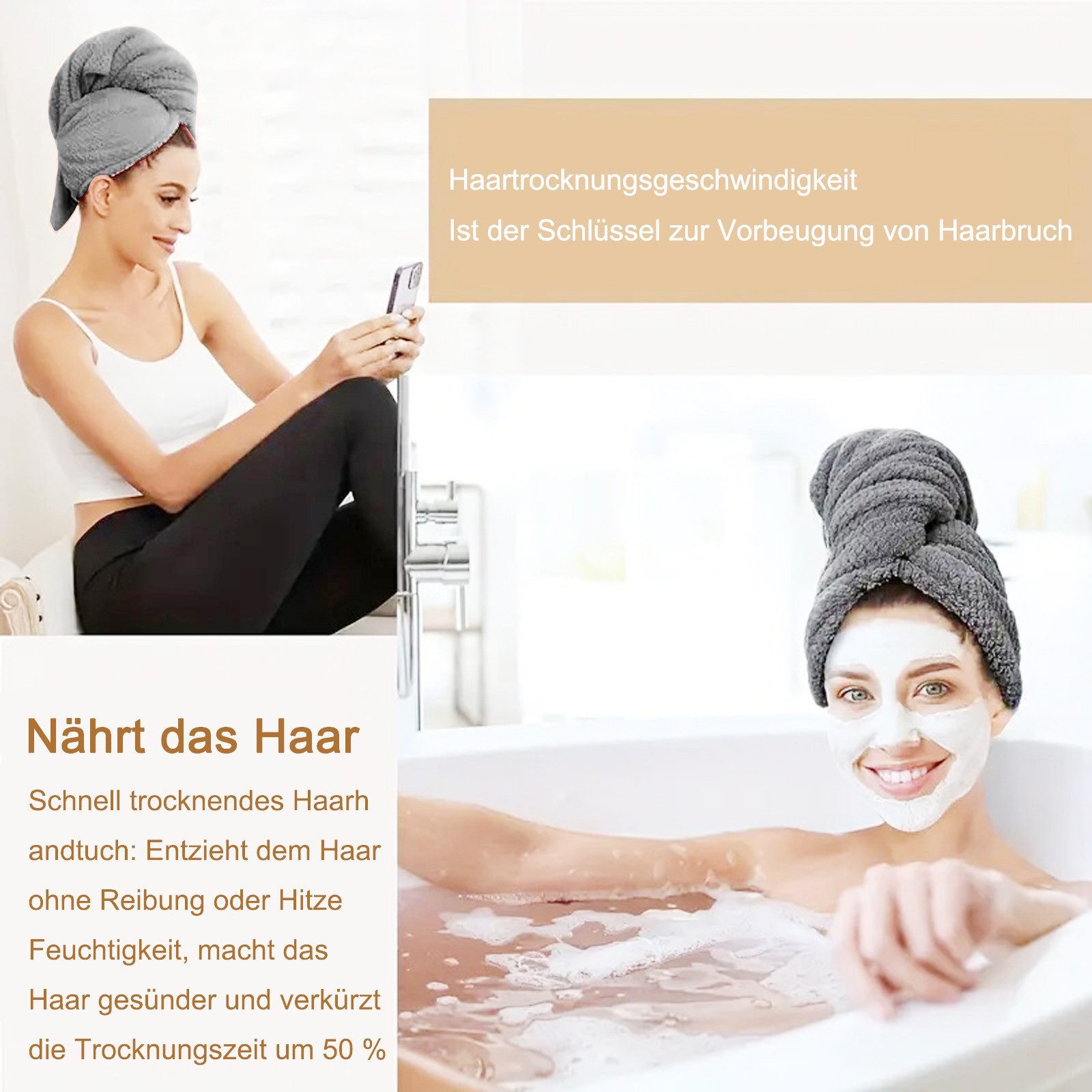 OKWISH Turban-Handtuch Haartuch Haarhandtuch Kopf Turban Handtuch Haartrock günstig online kaufen