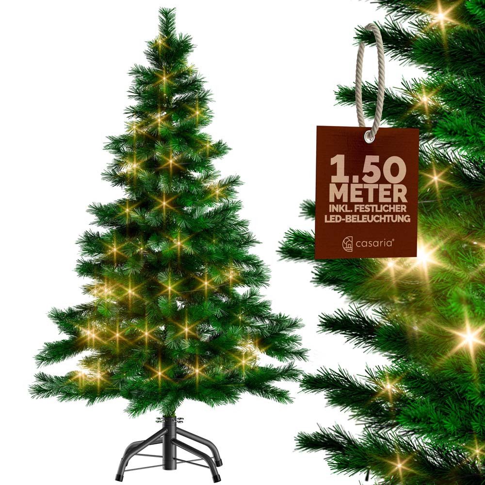 Casaria Künstlicher Weihnachtsbaum, 140 cm LED Lichterkette Edeltanne 470 Spitzen Naturgetreu