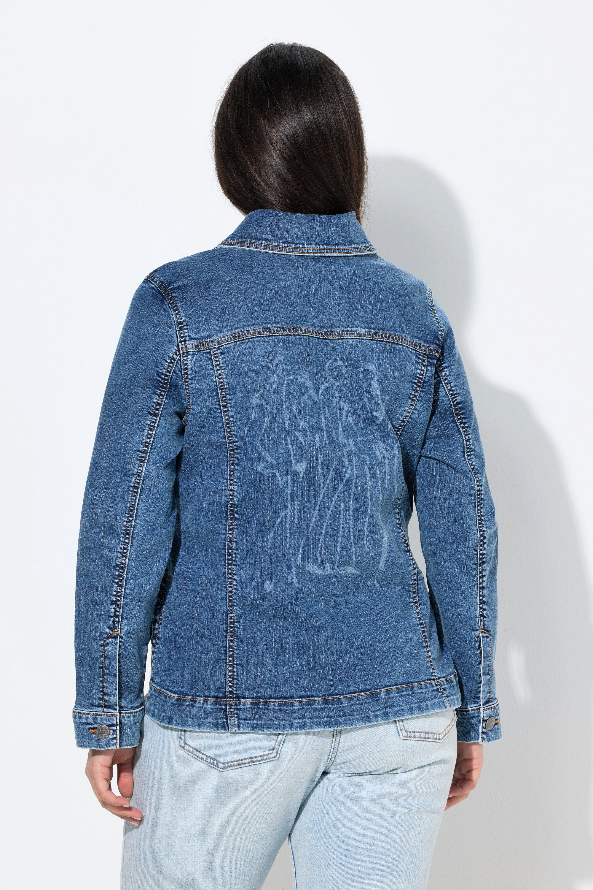 Ulla Popken Sommerjacke Jeansjacke Rückendruck Oversized Hemdkragen – Bild 3 von 4