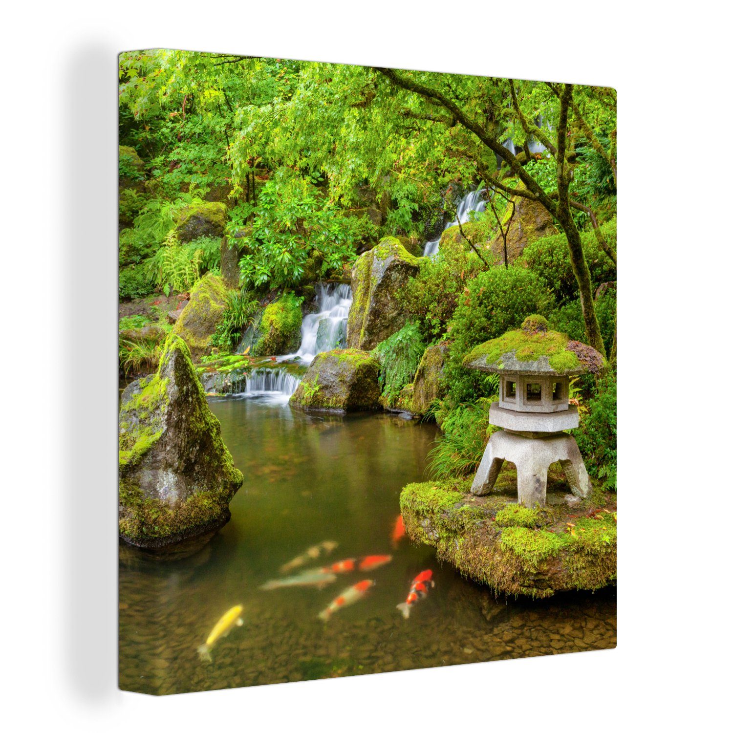 OneMillionCanvasses® Leinwandbild Wasserfall - Koi - günstig online kaufen
