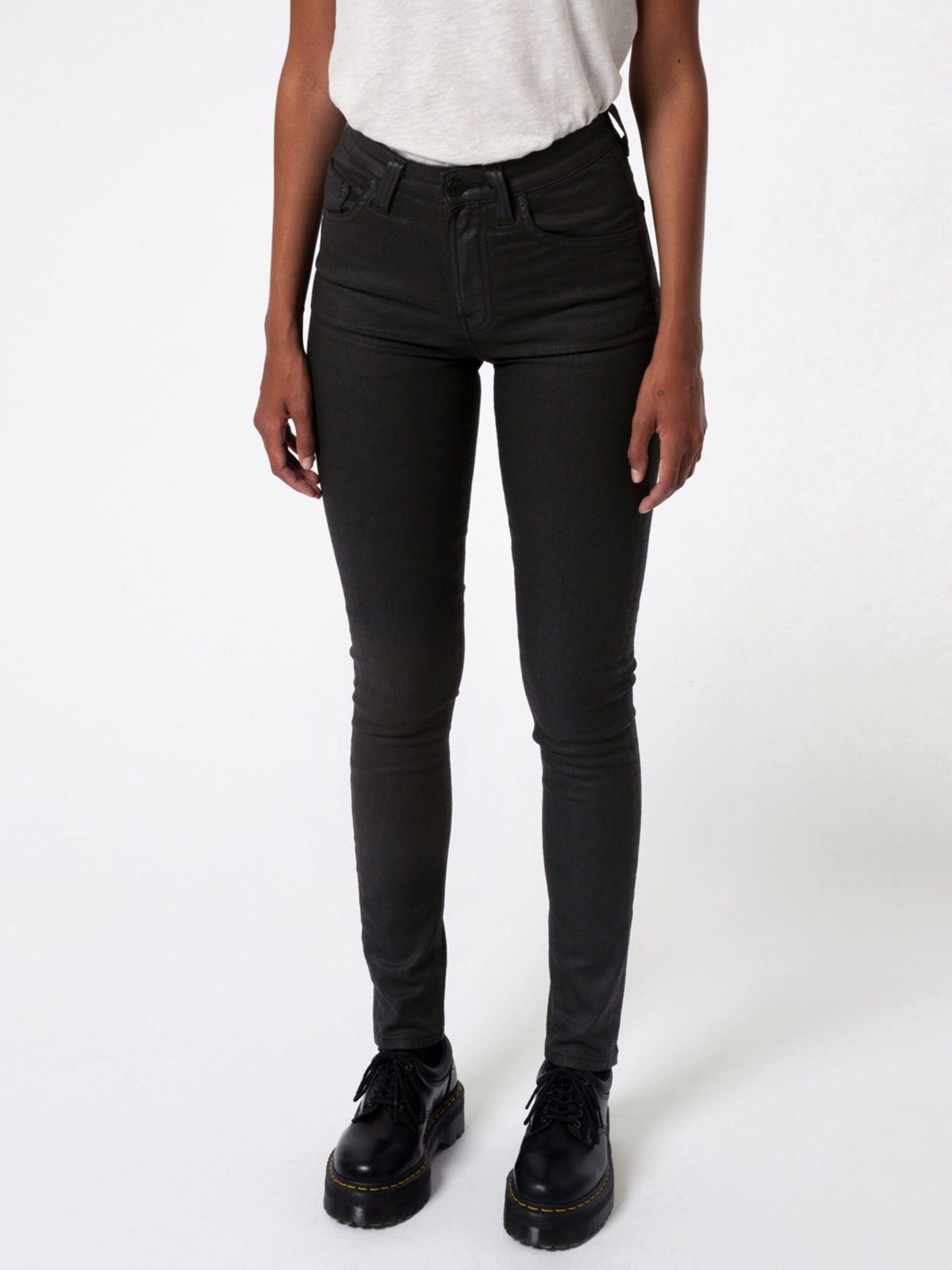 Nudie Jeans Skinny-fit-Jeans Damen High Waist Hose Beschichtet - Hightop  Tilde Painted Black
