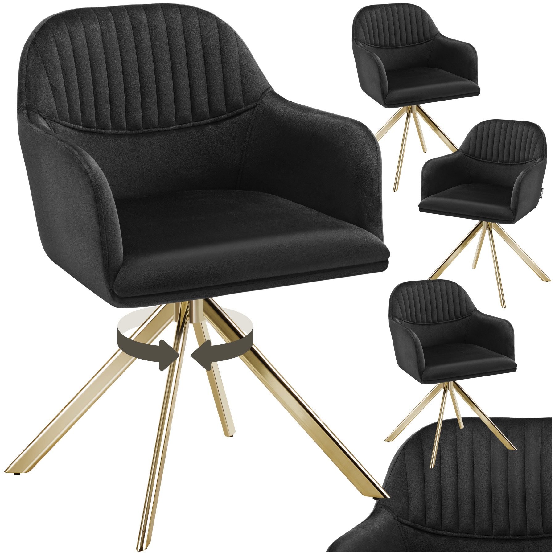 tectake Esszimmerstuhl Samt-Drehstuhl (Set, 4 St), günstig online kaufen