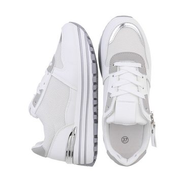 Ital-Design Damen Freizeit Sneaker (86344903) Keilabsatz/Wedge Sneakers Low in Weiß