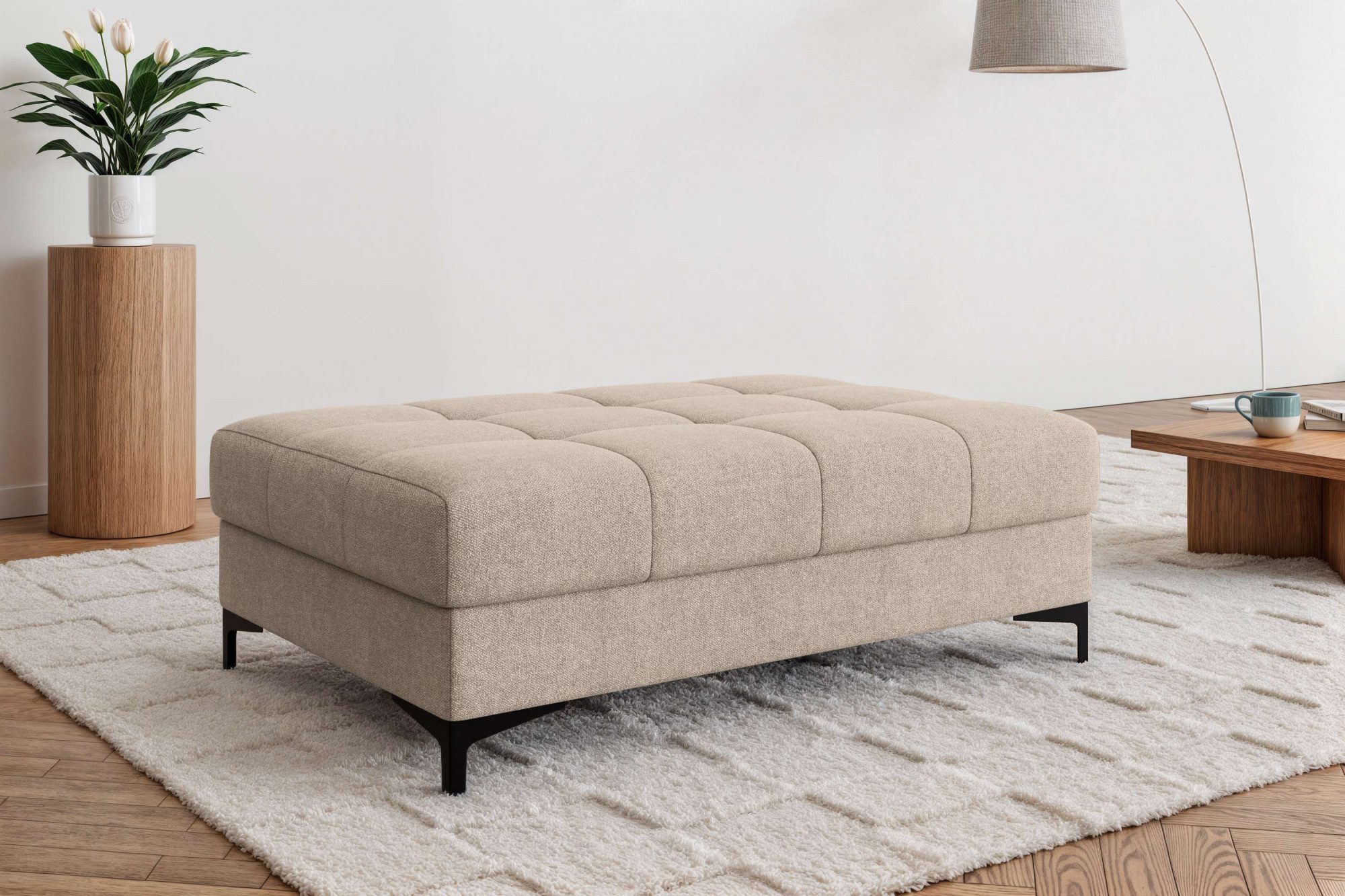 OTTO home Polsterhocker LEEVKE Sitzhocker passend zum Sofa, Breite 115 cm, mit hochelastischer Schaum und Wellenunterfederung