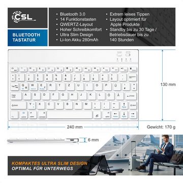 CSL Wireless-Tastatur (Ultra Slim Keyboard, Bluetooth, Alugehäuse, Deutsches Layout, BT 3.0)