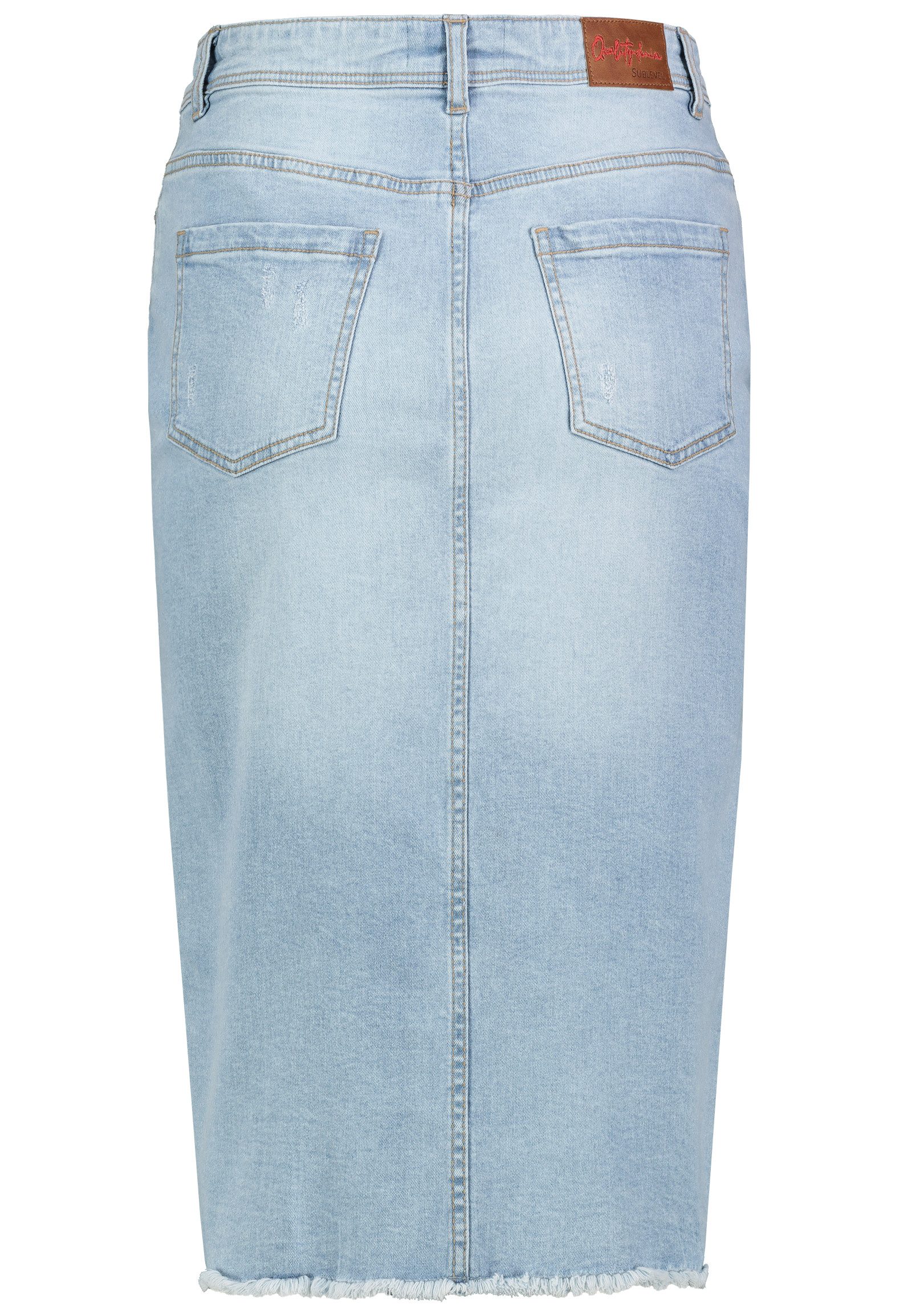 SUBLEVEL Jeansrock Damen Jeans rock Rock MAXI Lange Rock Denim Stretch Vintage Used-Look – Bild 5 von 5