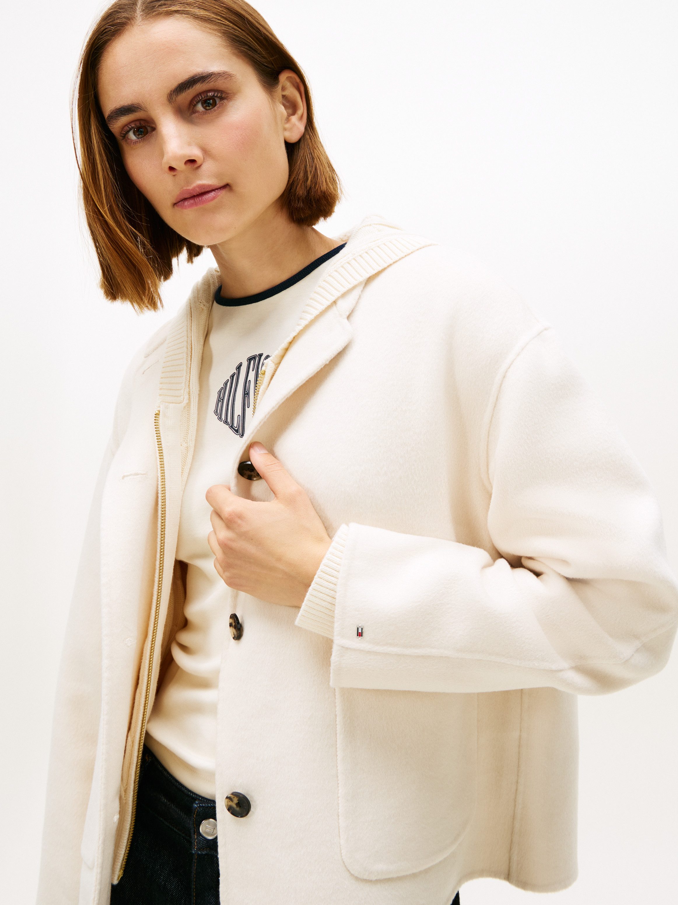 Tommy Hilfiger Bomberjacke DF WOOL SHORT BOMBER mit Wolle