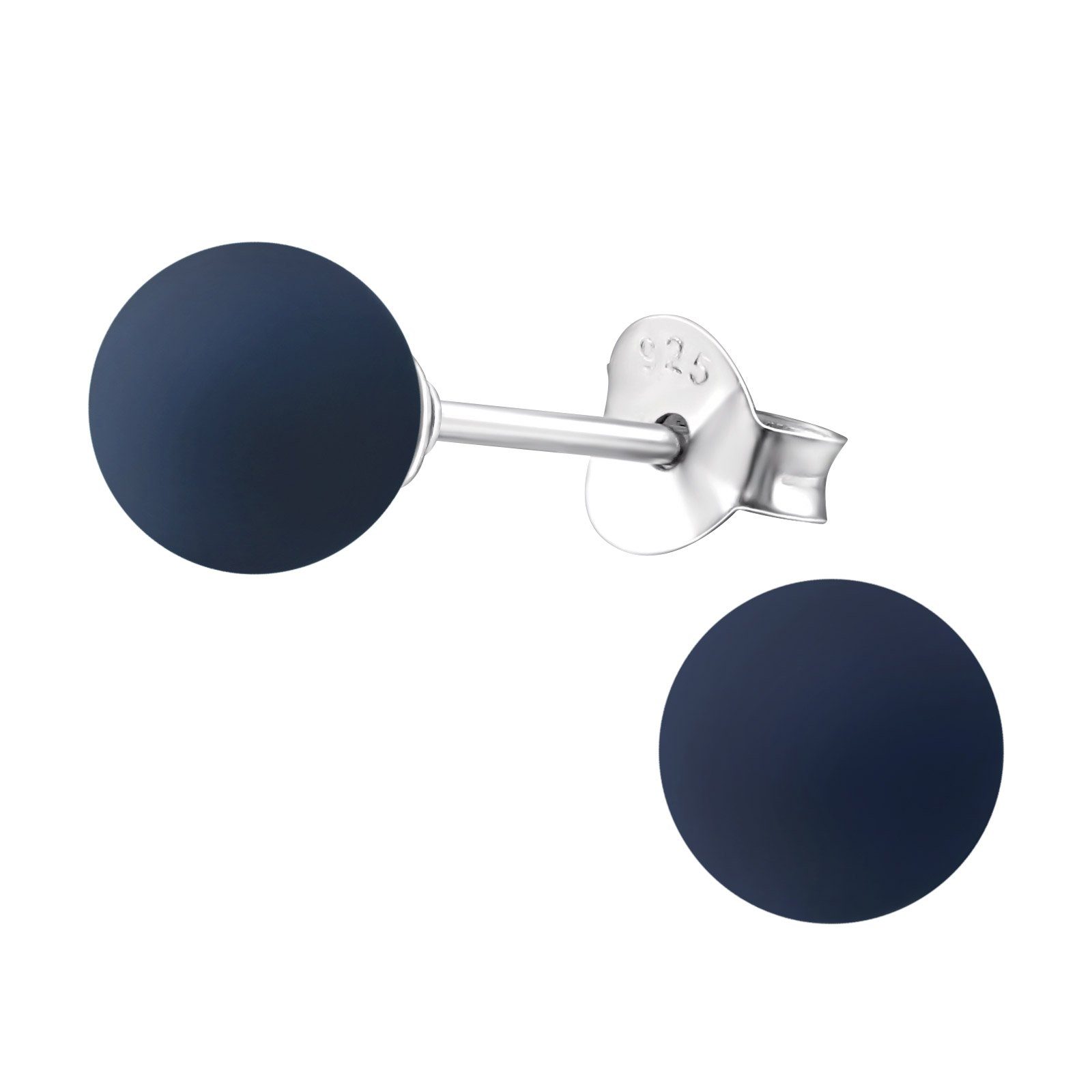 ALEXANDER YORK Paar Ohrstecker PERLE classic 6 mm I dunkelblau, 2-tlg., 925 Sterling Silber