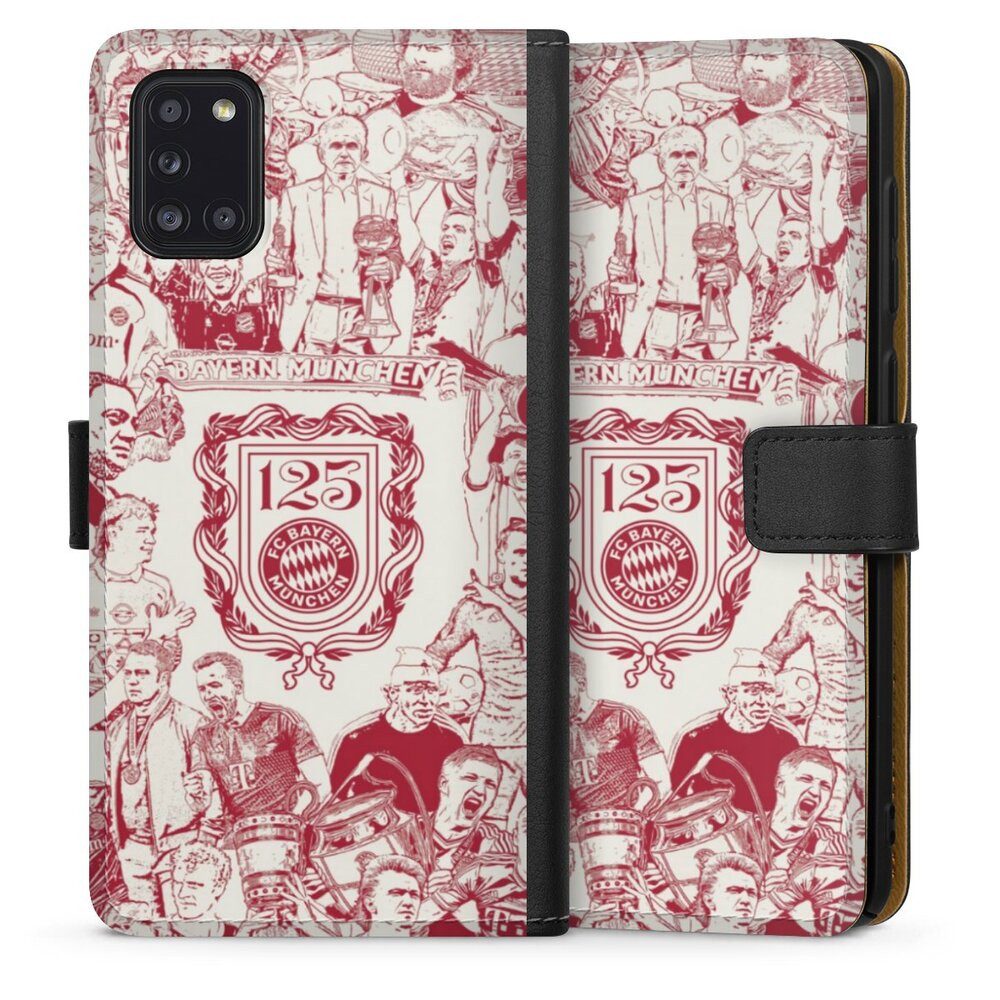 DeinDesign Handyhülle FCB 125 Jahre FC Bayern München Offizielles Lizenzprodukt, Samsung Galaxy A31 Hülle Flip Case Klapphülle Handytasche Leder