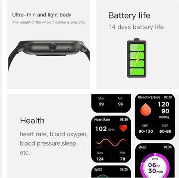 findtime Smartwatch (2,1 Zoll, Android iOS), Herren Telefonfunktion Blutdruckmessung Pulsuhren Laufuhr Fitnessuhr