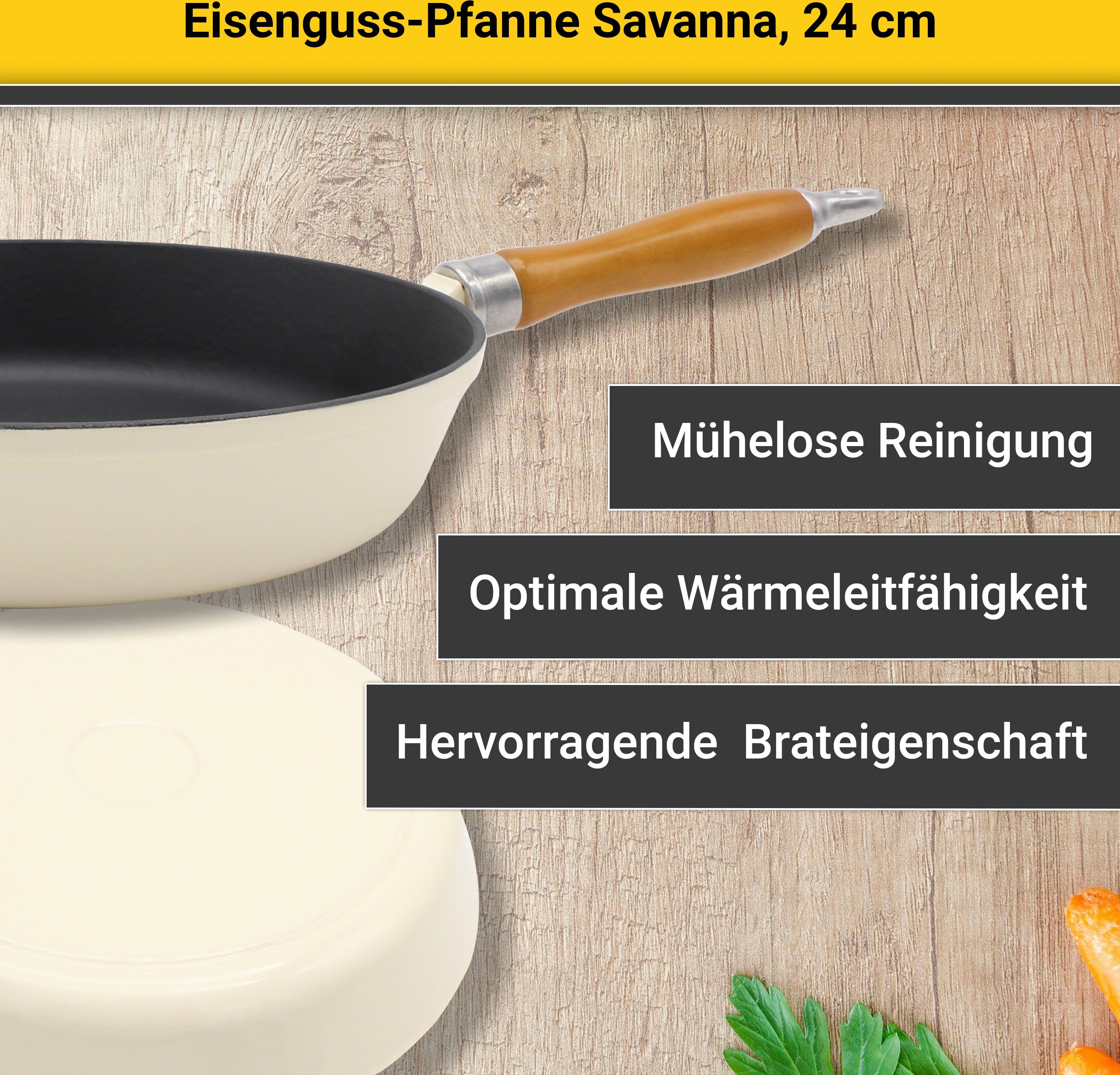 Krüger Bratpfanne Einsenguss Pfanne SAVANNA, Gusseisen (1-tlg), für Induktions-Kochfelder geeignet