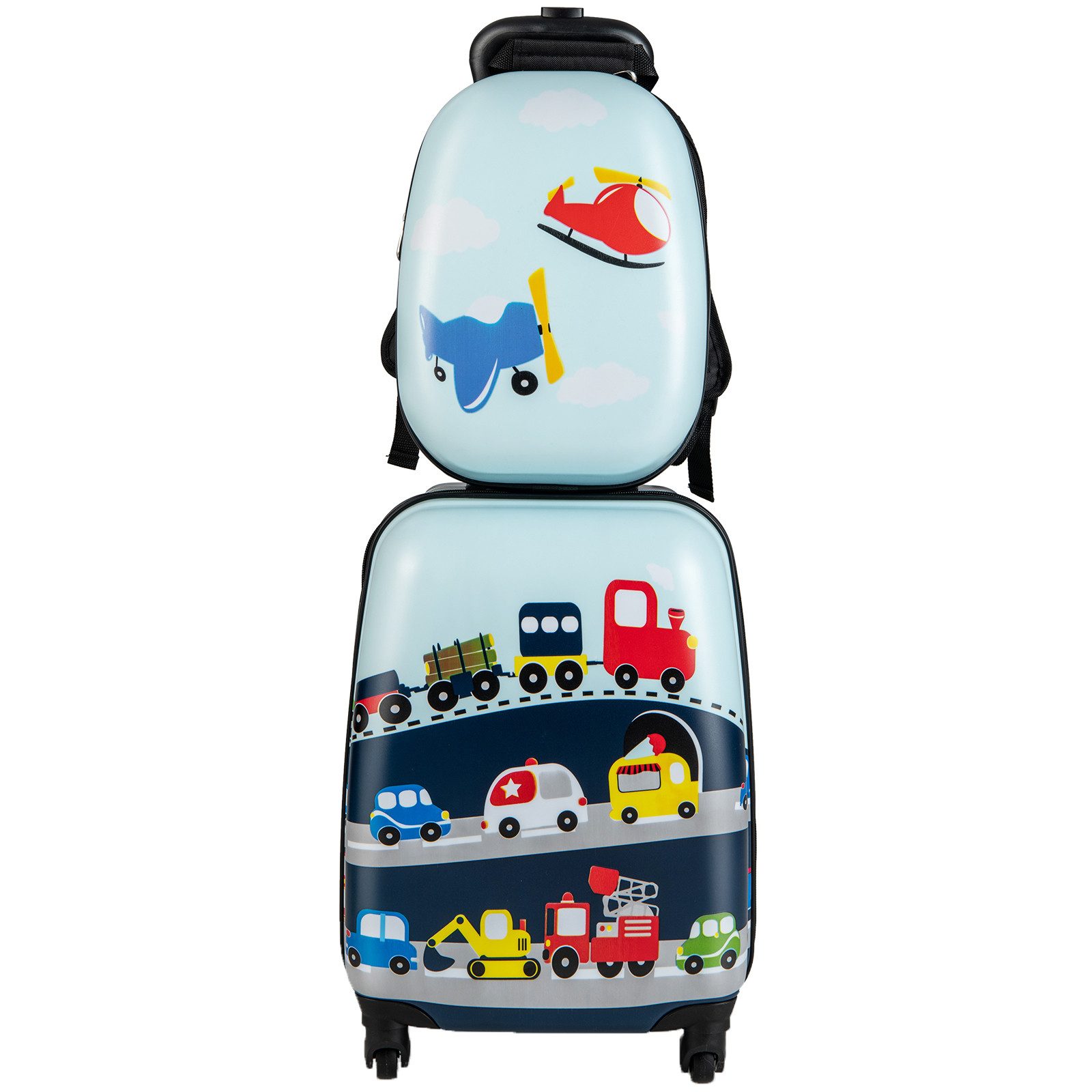 COSTWAY Kinderkoffer 12"+16" Kindertrolley mit Rucksack
