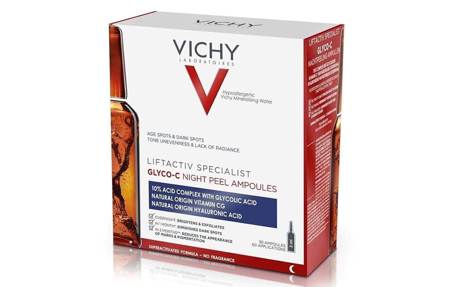 Vichy Gesichtspeeling LIFTACTIV Specialist Glyco-C Peeling Ampullen 30x2,0 ml, Intensivkur für strahlende, glattere Haut und verfeinertes Hautbild