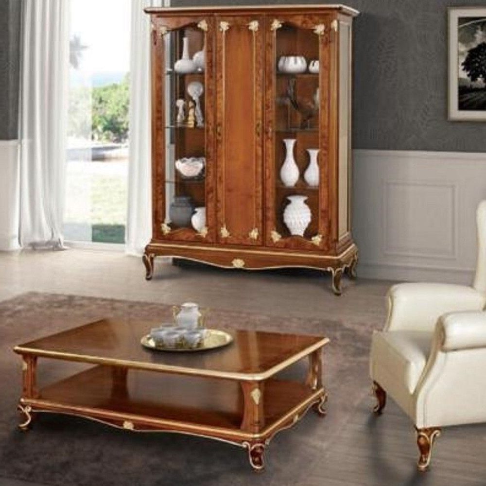 Xlmoebel Vitrine Klassisches Wohnzimmerset im italienischen Stil mit Vitrine und Tisch (2-St., Vitrine + Couchtisch) Hergestellt in Italy