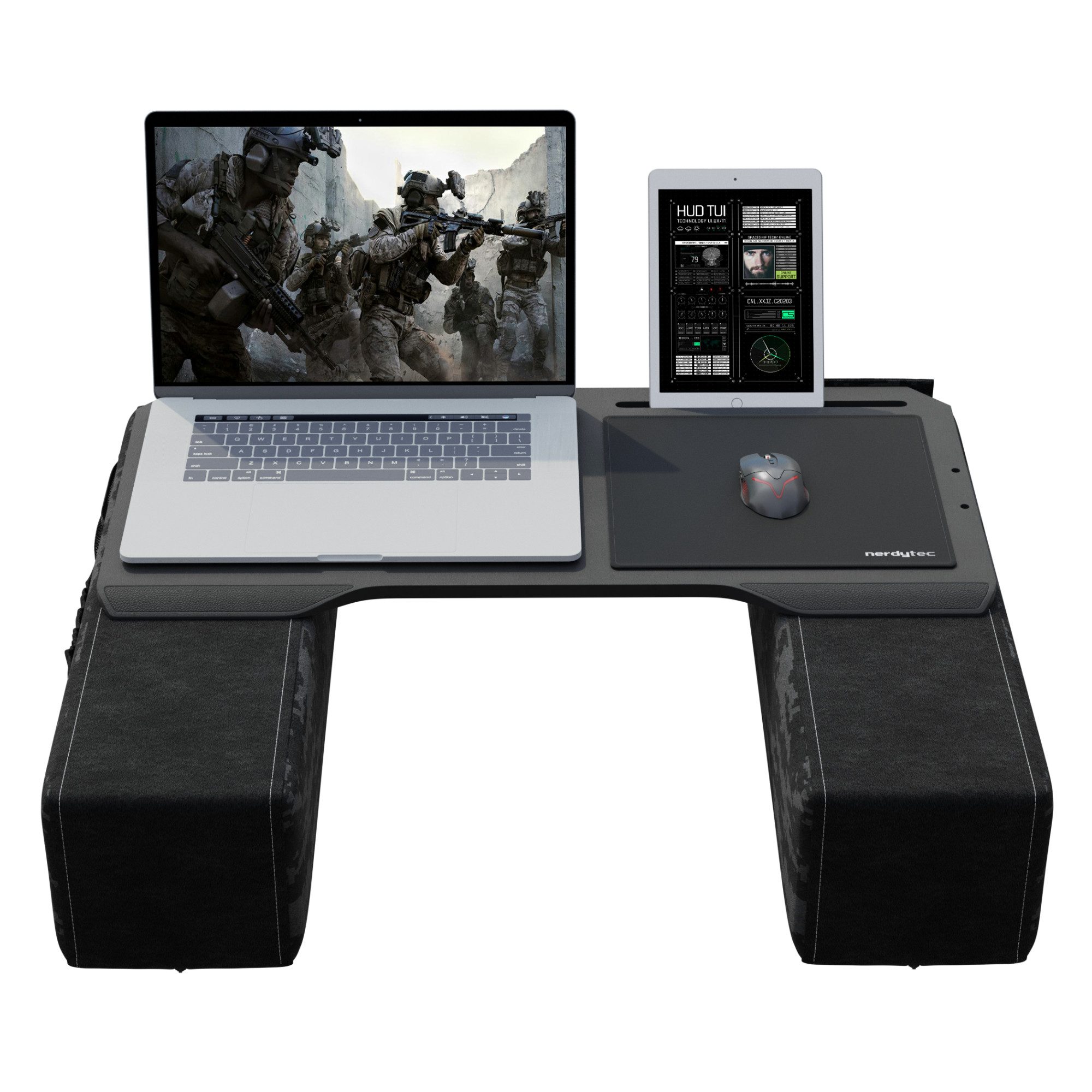 COUCHMASTER Computertisch Couchmaster® CYBOT - ergonomischer Laptoptisch, Homeoffice und Gaming (1 CYBOT Bambus Lapboard, 2 Kissen)
