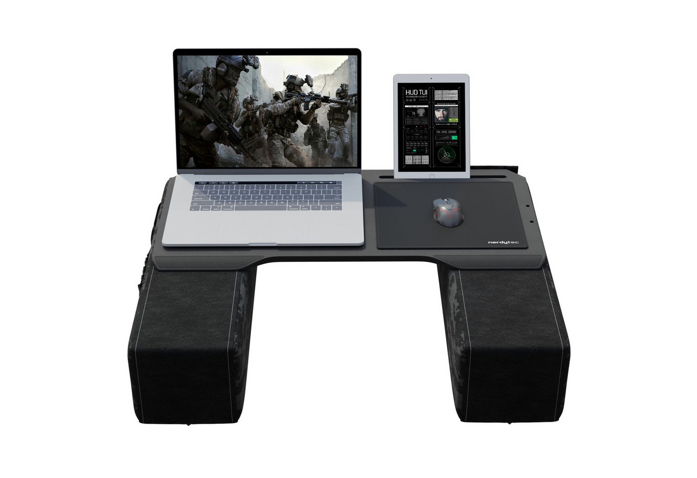 COUCHMASTER Computertisch Couchmaster® CYBOT - ergonomischer Laptoptisch, Homeoffice und Gaming (1 CYBOT Bambus Lapboard, 2 Kissen)