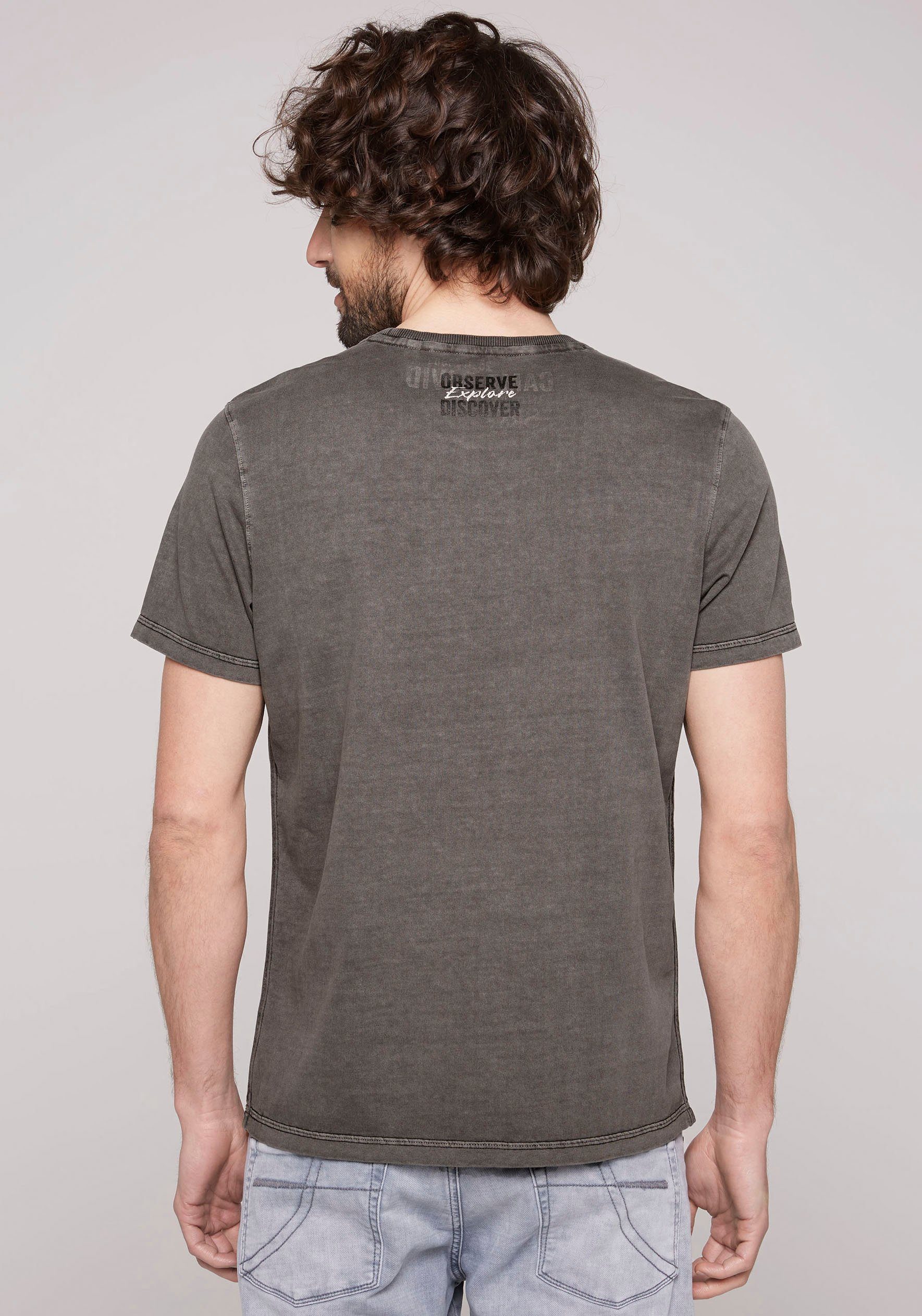 Patches Kontrastnähten, mit mit Label T-Shirt DAVID Seitennaht und offenen kleine CAMP Kanten