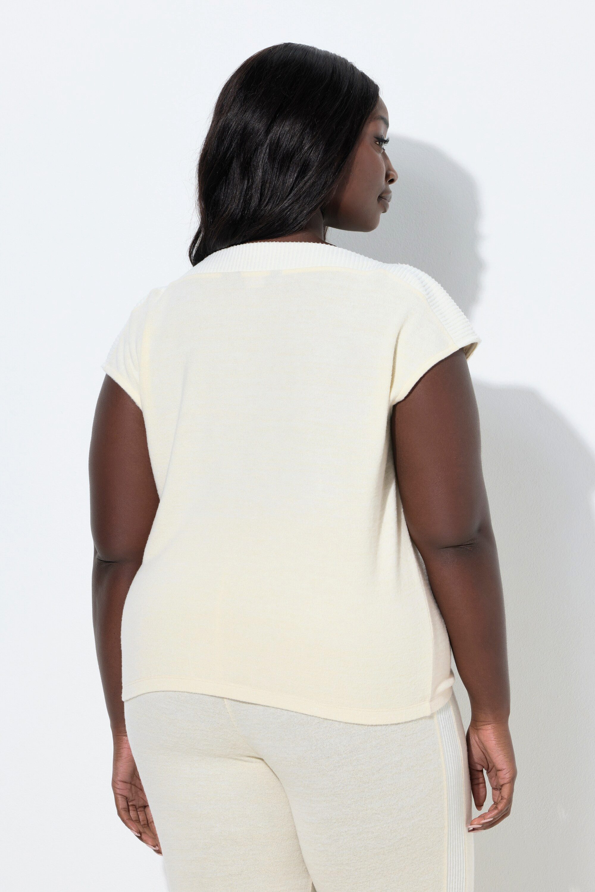 Ulla Popken Sweatjacke Loungewear-Shirt Oversized U-Boot-Ausschnitt