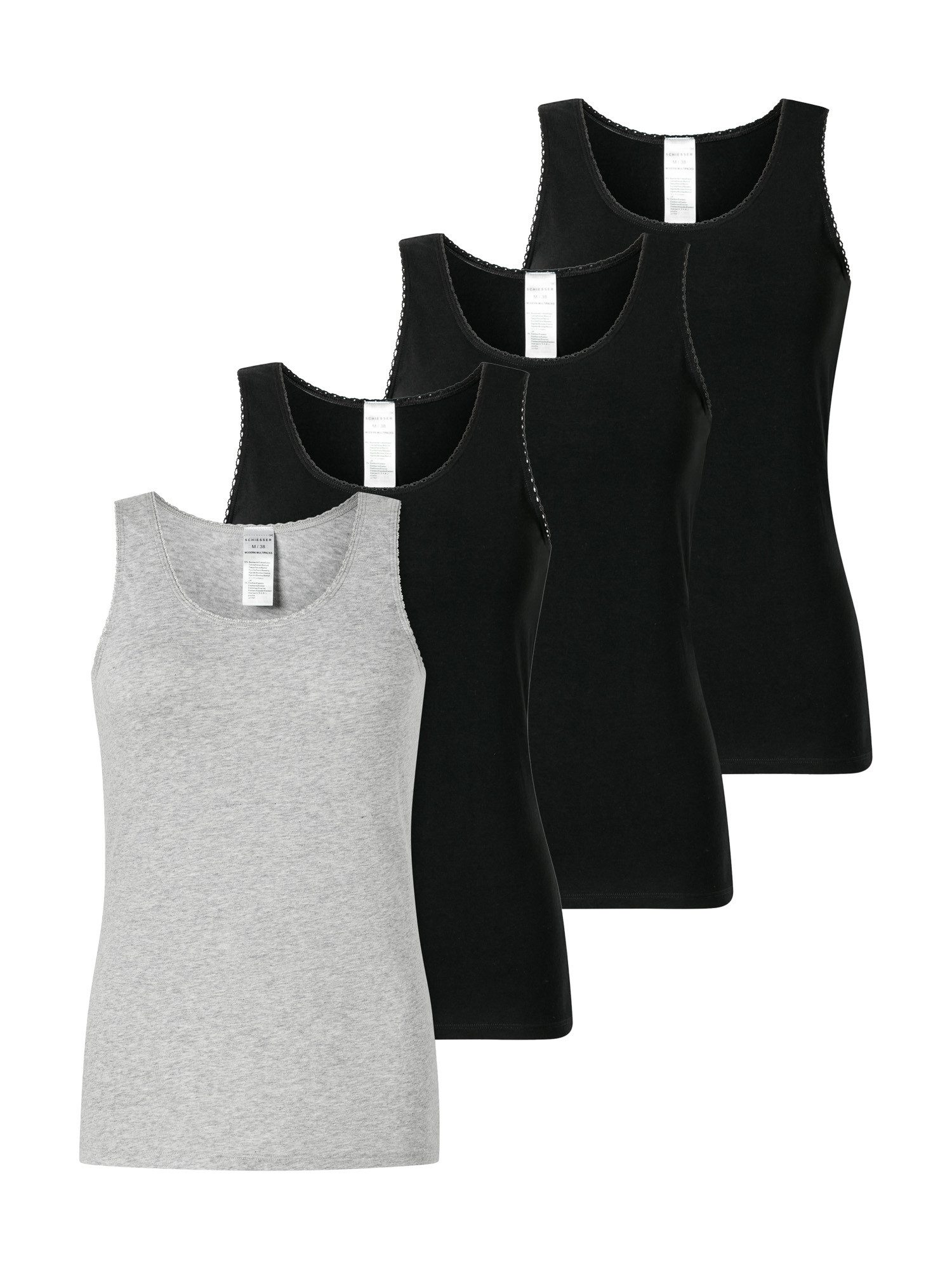 Schiesser Unterhemd Modern Multipacks (4-St) unterhemd unterzieh-shirt ärmellos