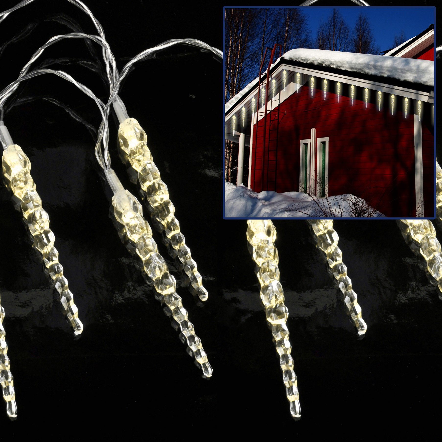 GartenHero LED-Lichterkette LED Lichterkette Eiszapfen außen + innen Lichtschlauch Weihnachten