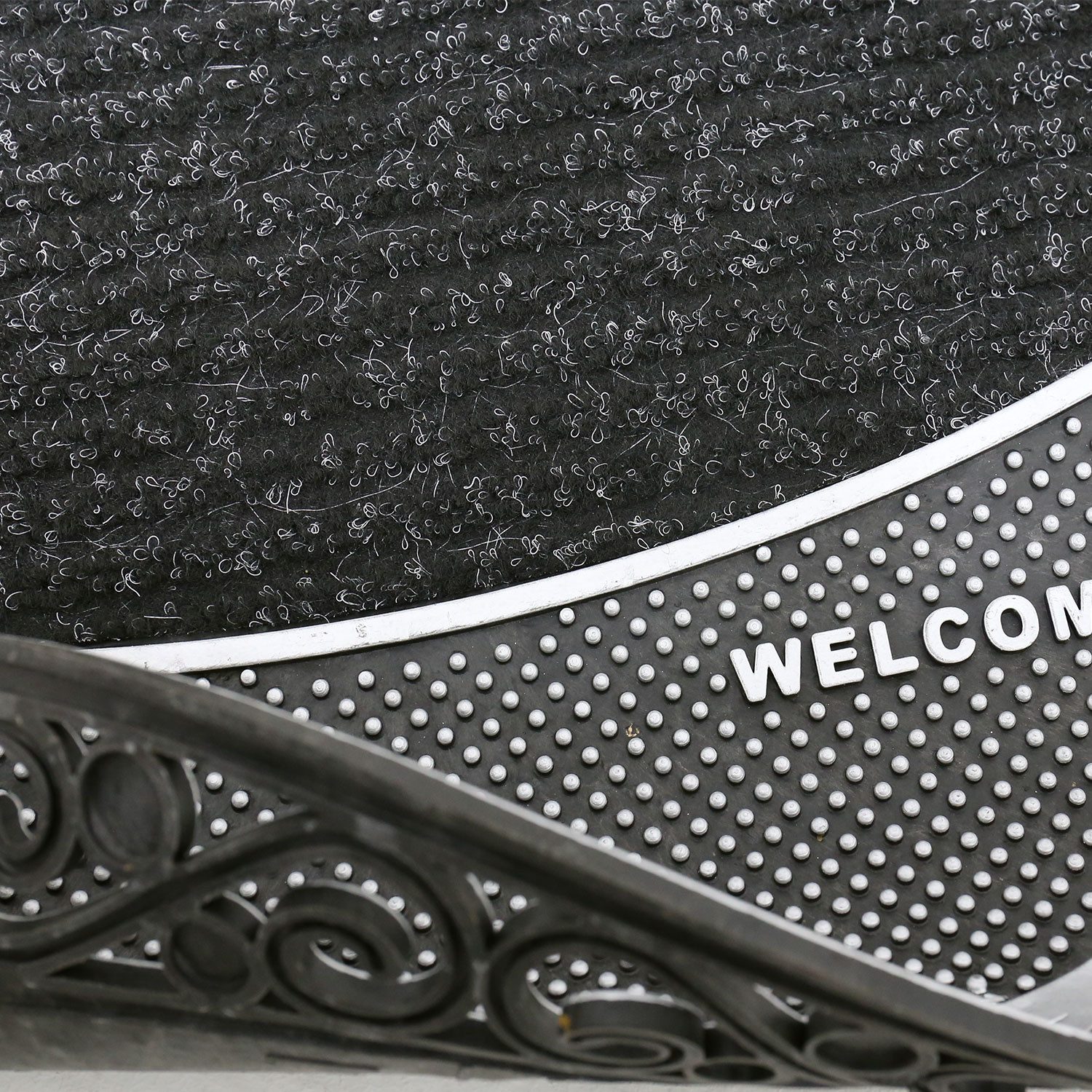 Vimoda Fußmatte Eingangstürmatte, Außen & Innen Gummi Schmutzfänger für Haustür, Halbrund, Höhe: 12 mm, Fußabtreter Gummimatte wasserdicht Vinylteppich PVC, Terrasse Balkon