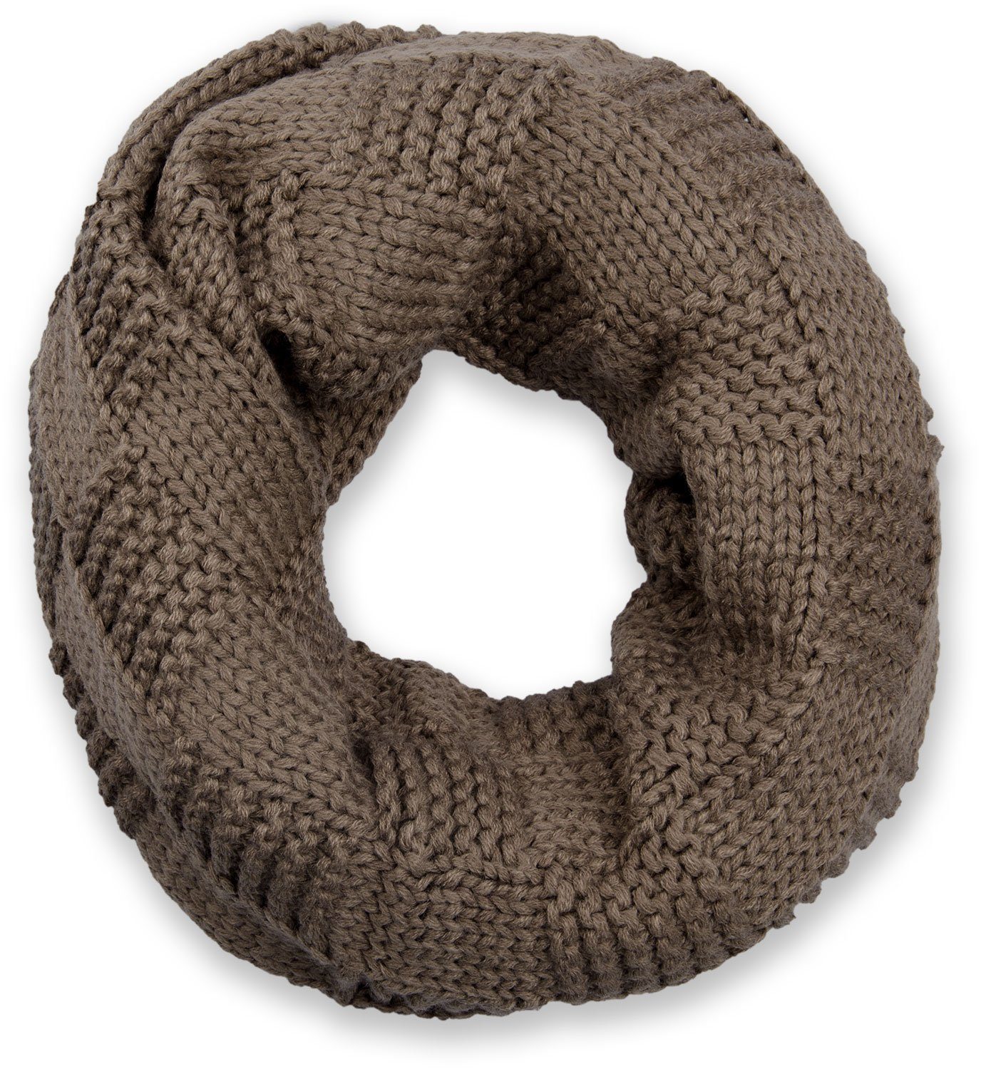 styleBREAKER Strickschal, (1-St), Feinstrick Loop mit Patentmuster Taupe