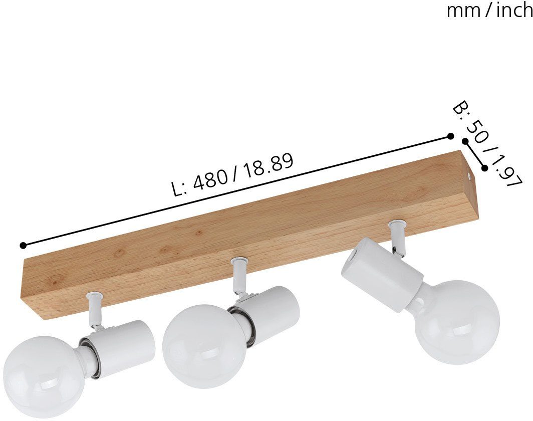 cm, 3, 48 ohne cm Breite: TOWNSHEND Lampe, Retro im Fassung, Deckenspot EGLO Abmessungen: 5 E27 Vintage Design, Deckenspot Länge: Industrial wechselbar, Leuchtmittel, Leuchtmittel