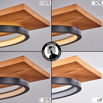 hofstein Pendelleuchte »Palermo« Hängelampe aus Metall/Holz/Kunststoff in Natur/Schwarz, 3000 Kelvin, Höhe max. 151cm, dimmbar über Lichtschalter, 4700 Lumen, 1xLED 40 Watt