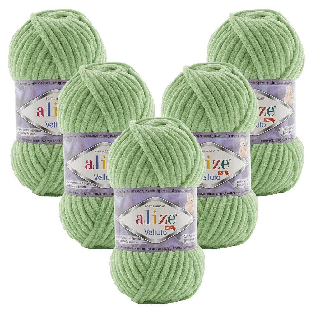 Alize 5 x ALIZE Velluto Häkelwolle, 68 m, Chenillegarn,Kuschelweich für Babydecken, Amigurumi,Samtwolle