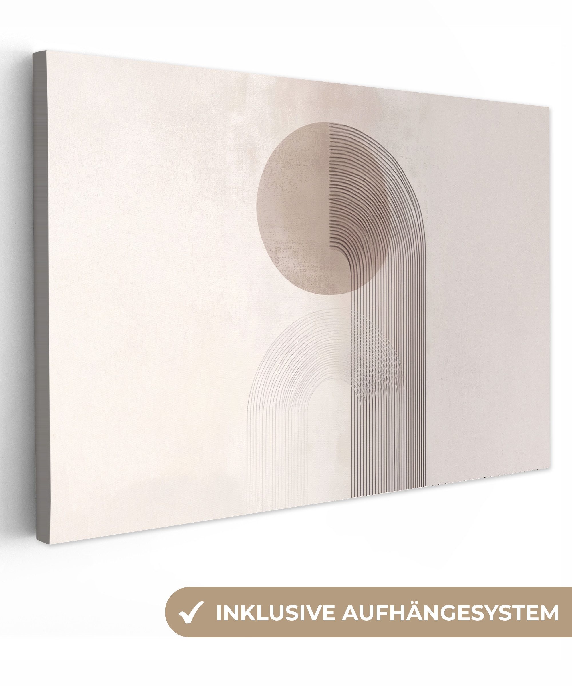 OneMillionCanvasses® Leinwandbild Minimalistisch - Kreis - Hellgrau, Fotodr günstig online kaufen