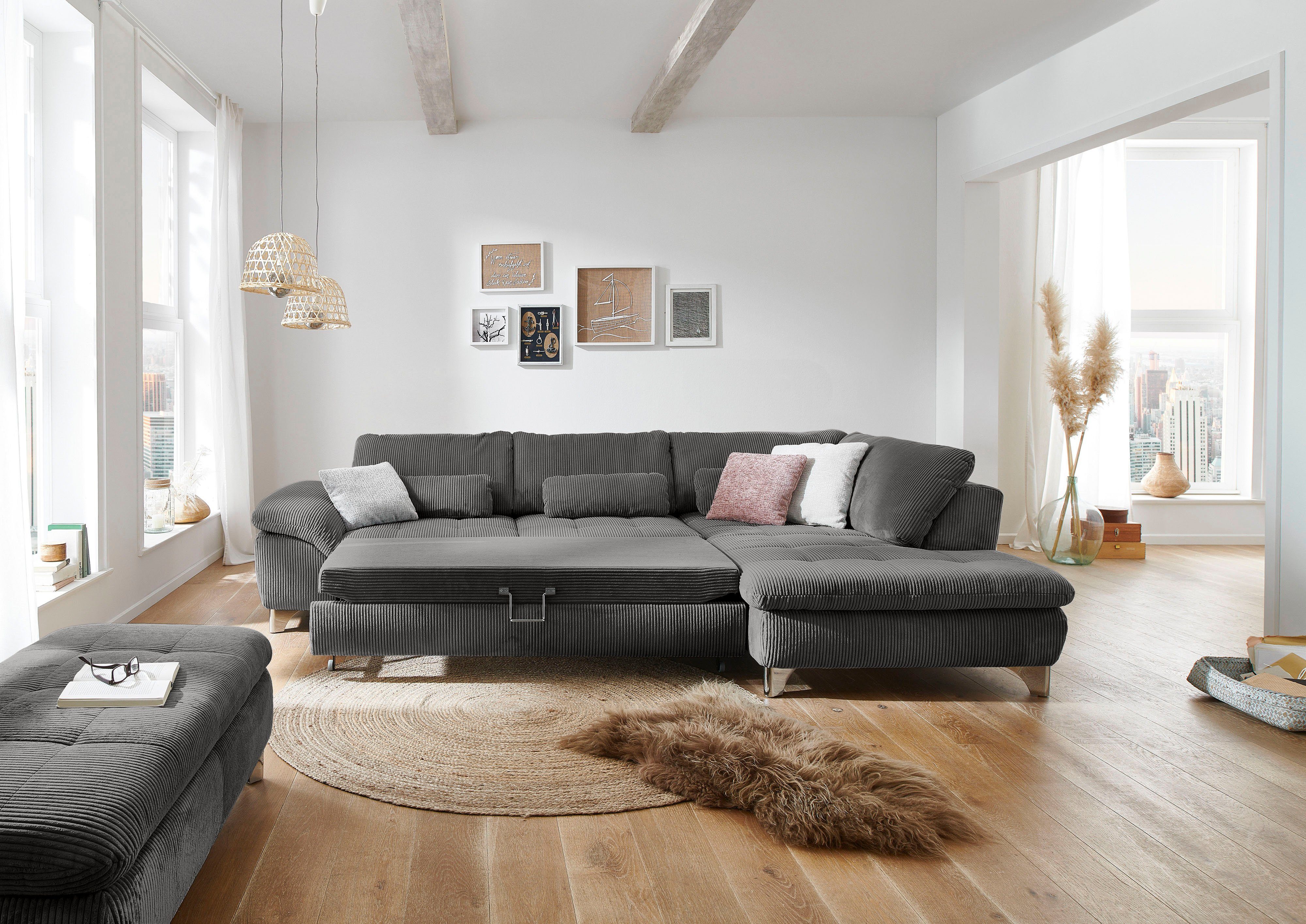 Die PlanBar Ecksofa "MP-IN14007 L-Form" wahlweise mit Bettfunktion und vers günstig online kaufen