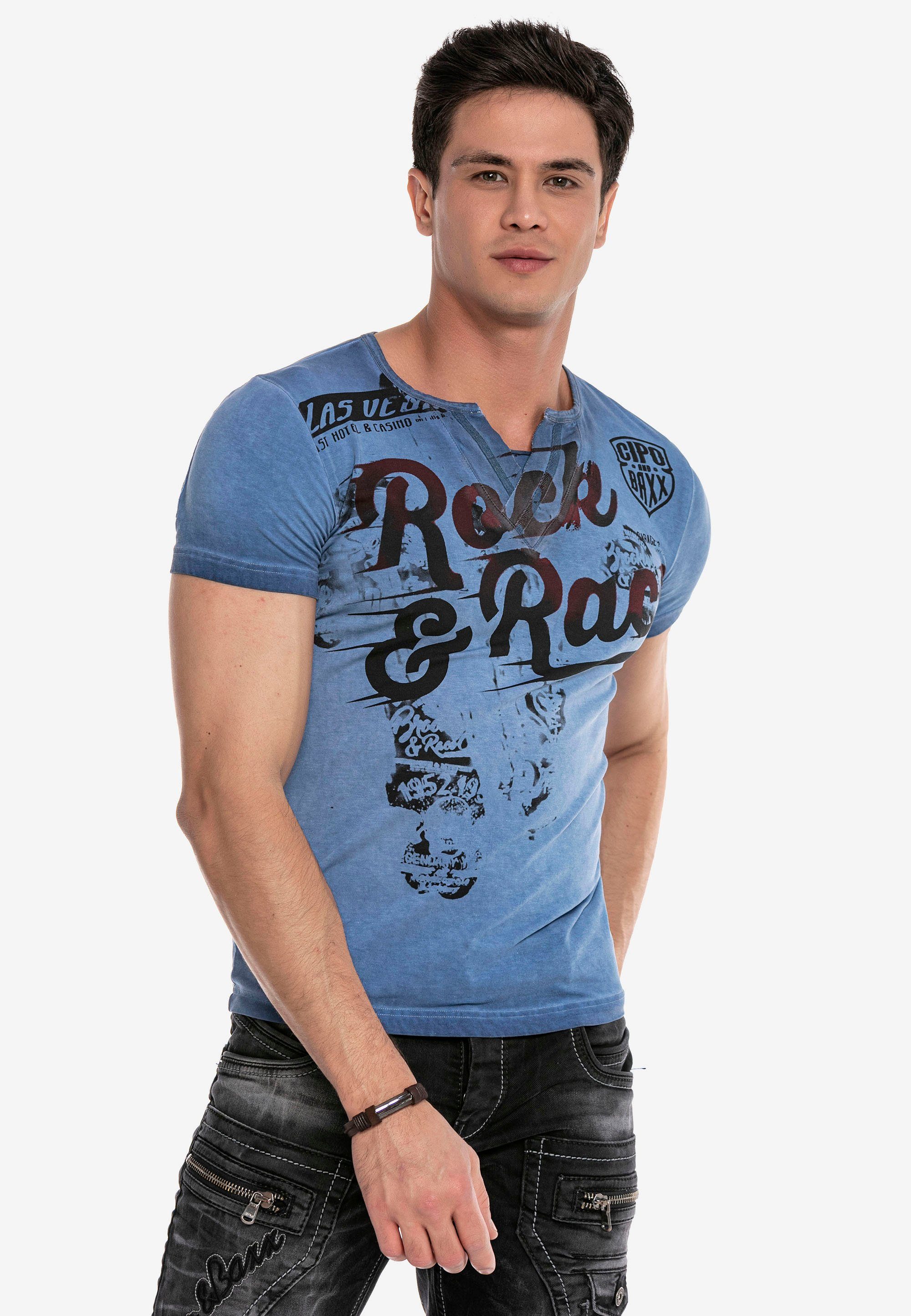 & Baxx blau mit Aufdruck Rock&Pace T-Shirt Cipo