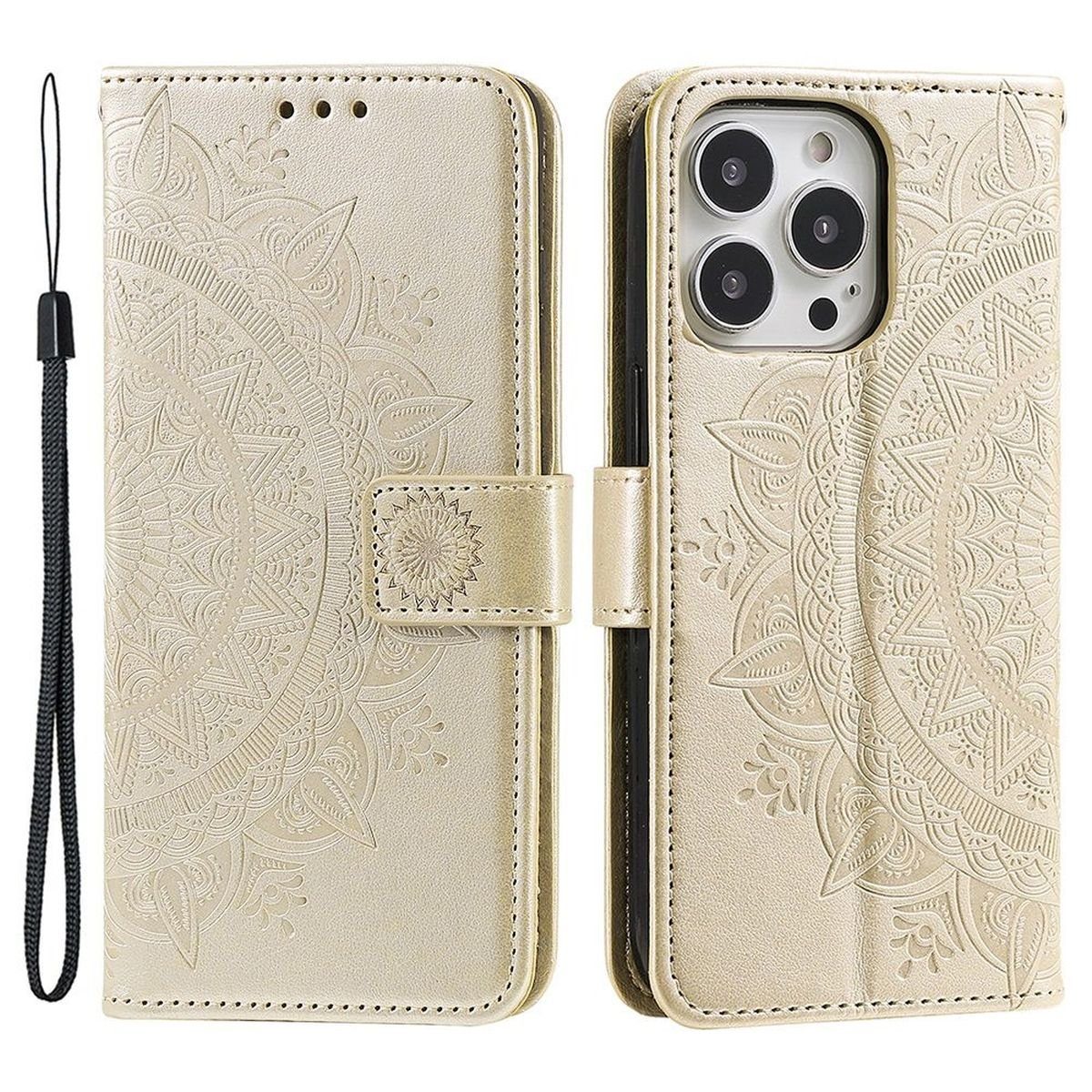 CoverKingz Handyhülle Hülle für Apple iPhone 14 Pro Max Handyhülle Flip Case Schutzhülle 17,0 cm (6,69 Zoll), Klapphülle Schutzhülle mit Kartenfach Schutztasche Motiv Mandala