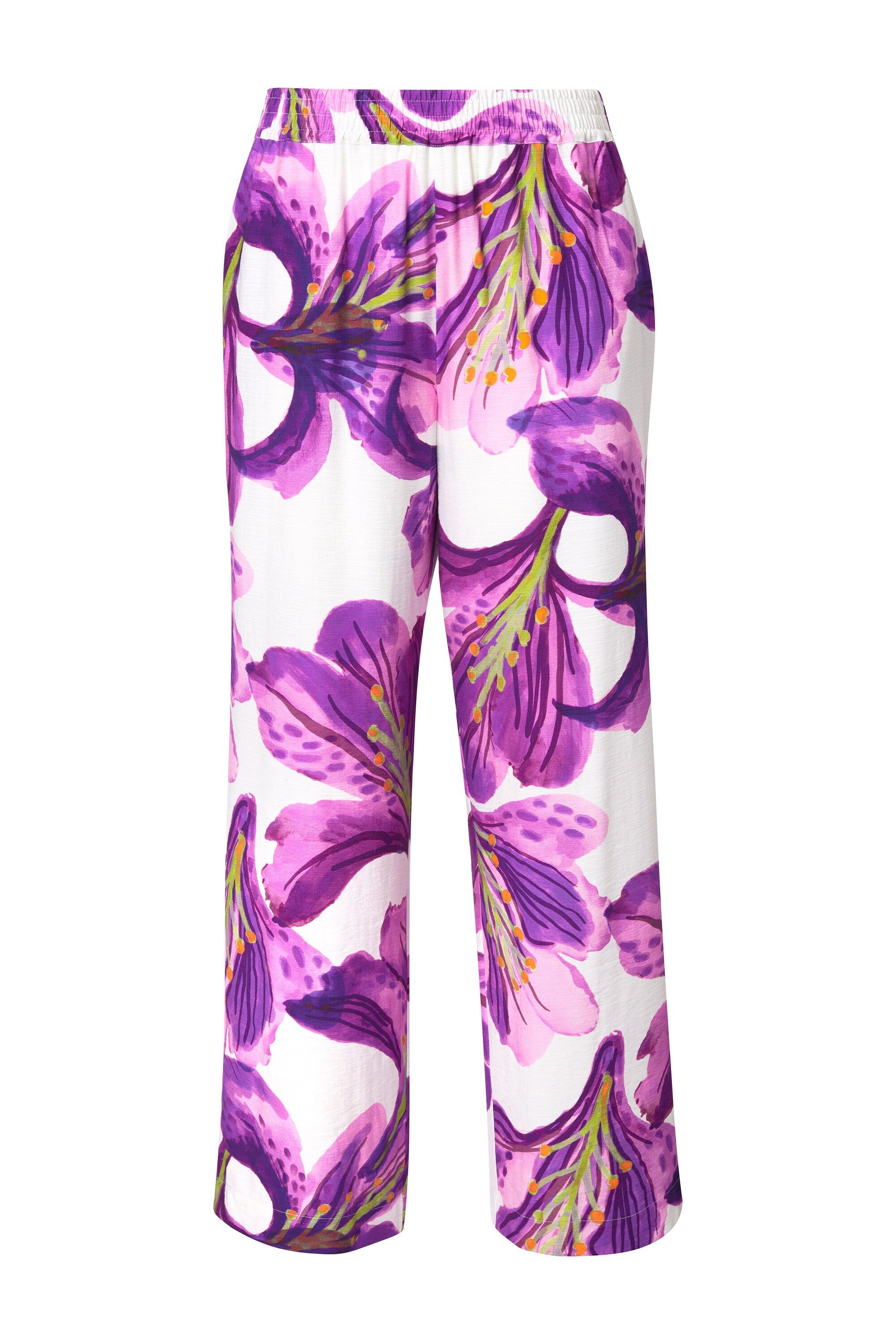 Ulla Popken Schlupfhose Hose Blüten weites Bein Elastikbund günstig online kaufen