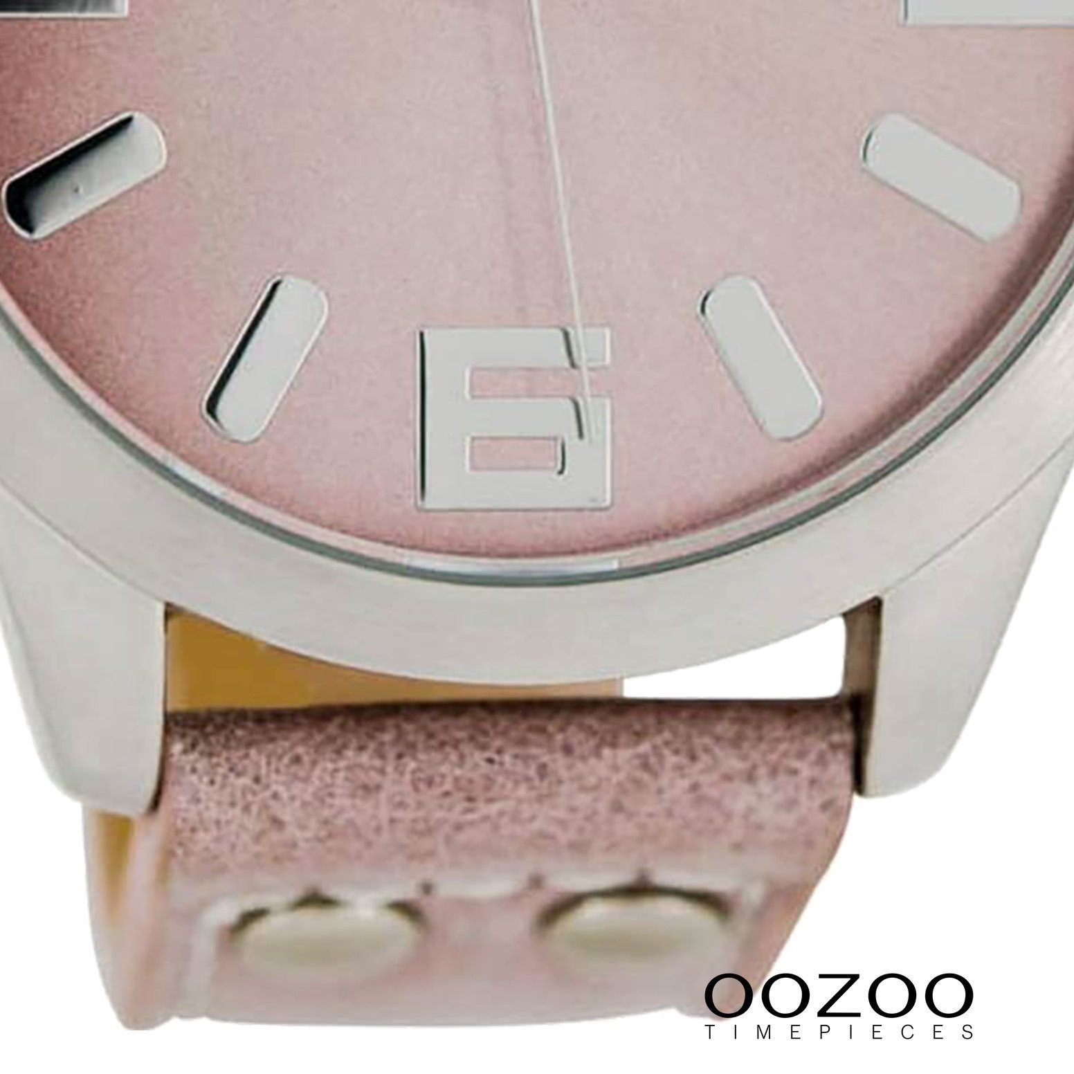 OOZOO Quarzuhr Oozoo Damen-Uhr Timepieces Quarzuhr C1058, (Analoguhr), Damenuhr rund, extra groß (ca. 46mm) Lederarmband, Fashion-Style