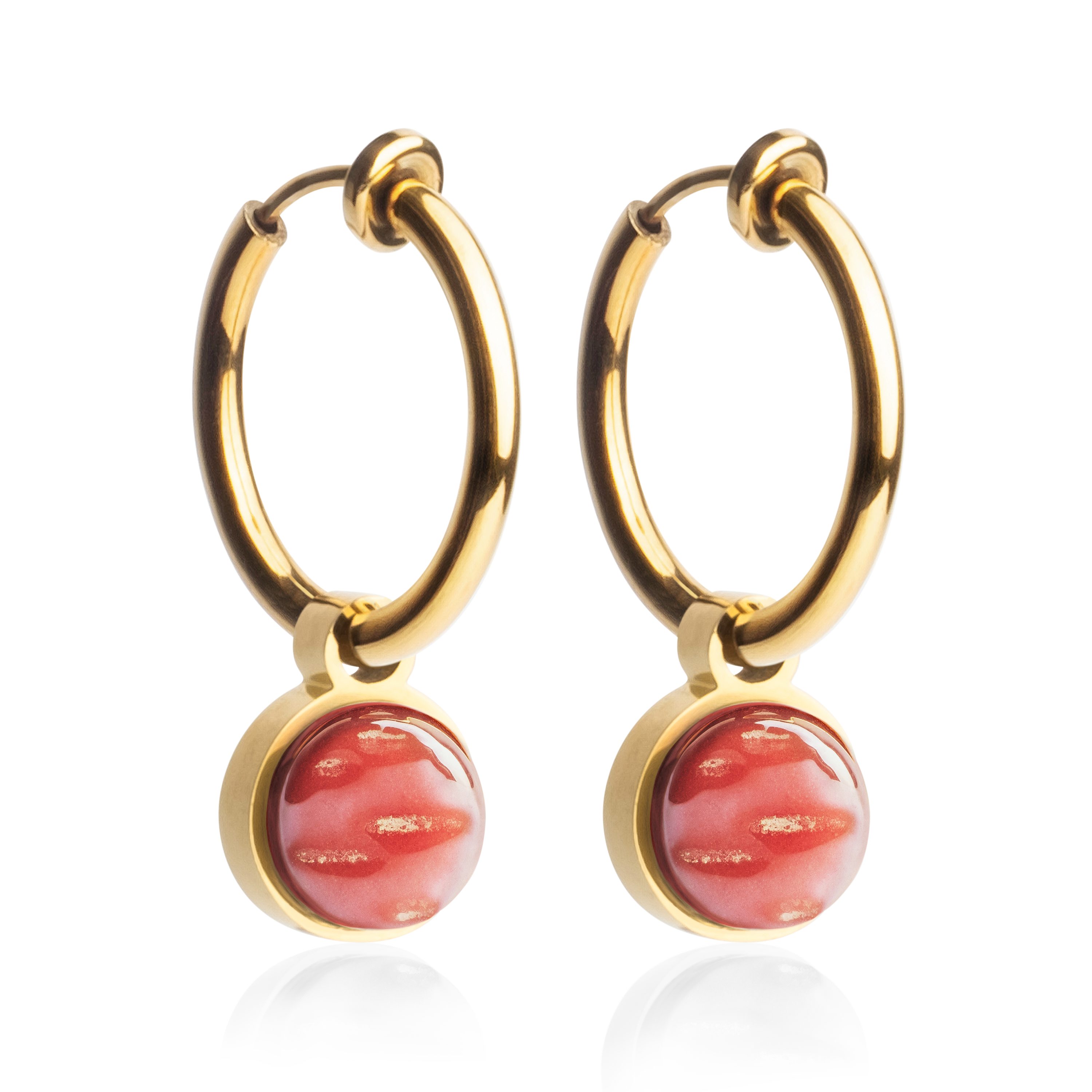 ALEXASCHA Paar Ohrclips Clip Creolen mit Einhänger • Mix & Match Ohrringe ohne Ohrloch • 18mm