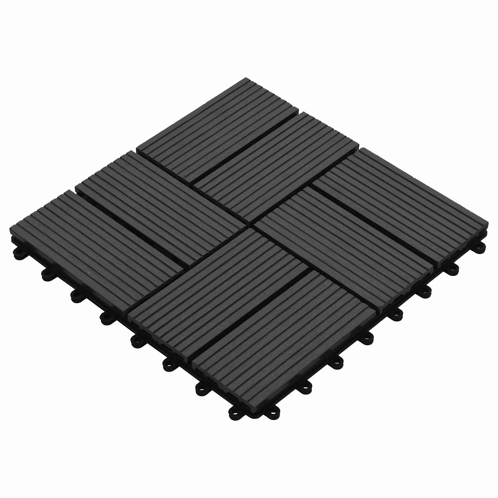 vidaXL Terrassendielen 30 x 30 cm Terrassenfliese Terrassenbelag 11 Stück Schwarz 30x30 cm WP, BxL: je 0x0 cm