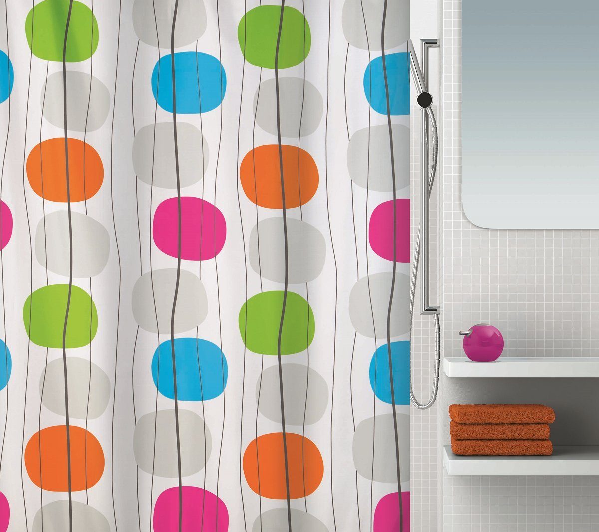 spirella Duschvorhang MOBILE Breite 180 cm, Premium Textil-Duschvorhang, 10 günstig online kaufen