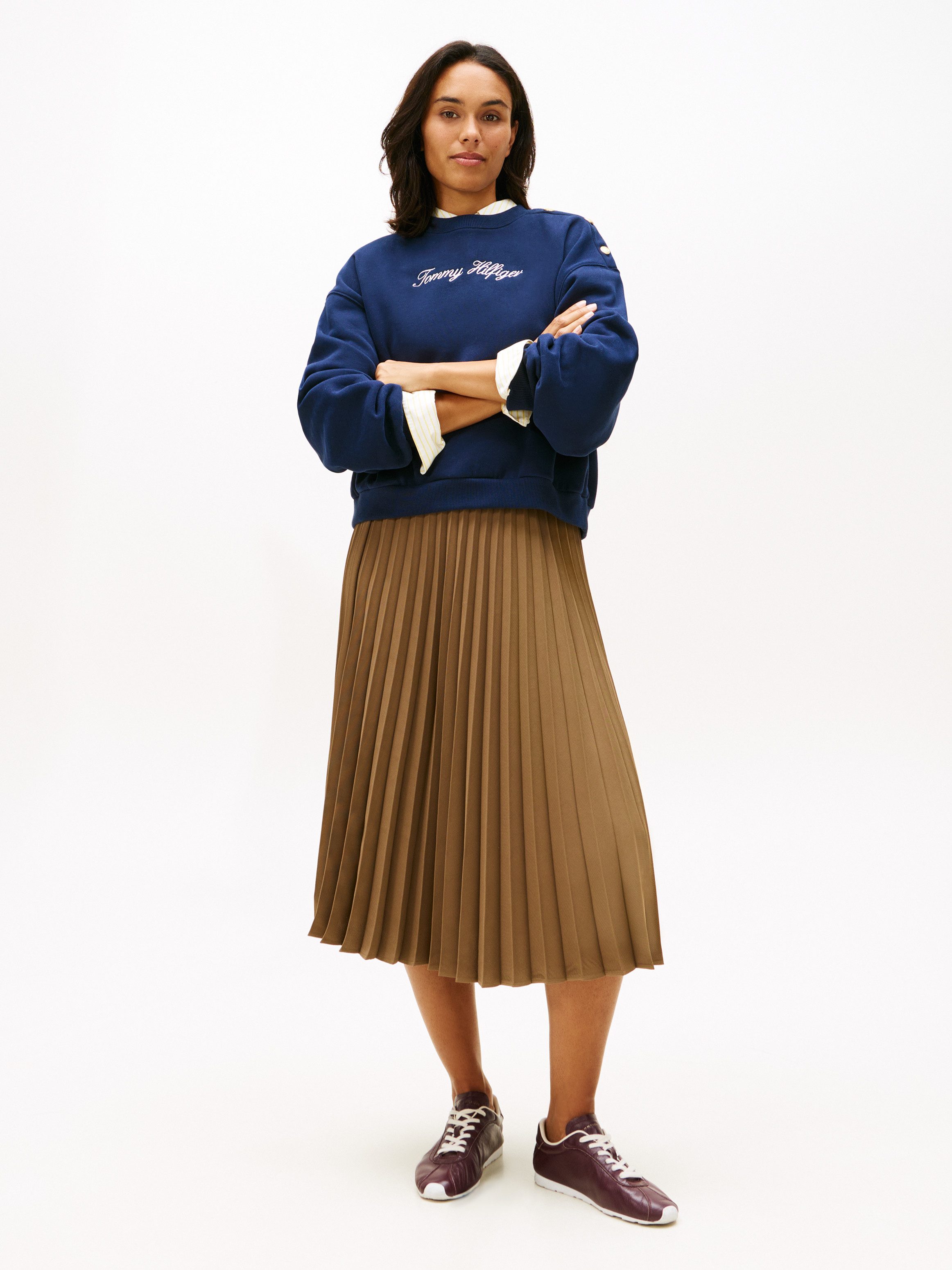 Tommy Hilfiger Plisseerock FLUID PLEATED PULL ON MIDI SKIRT