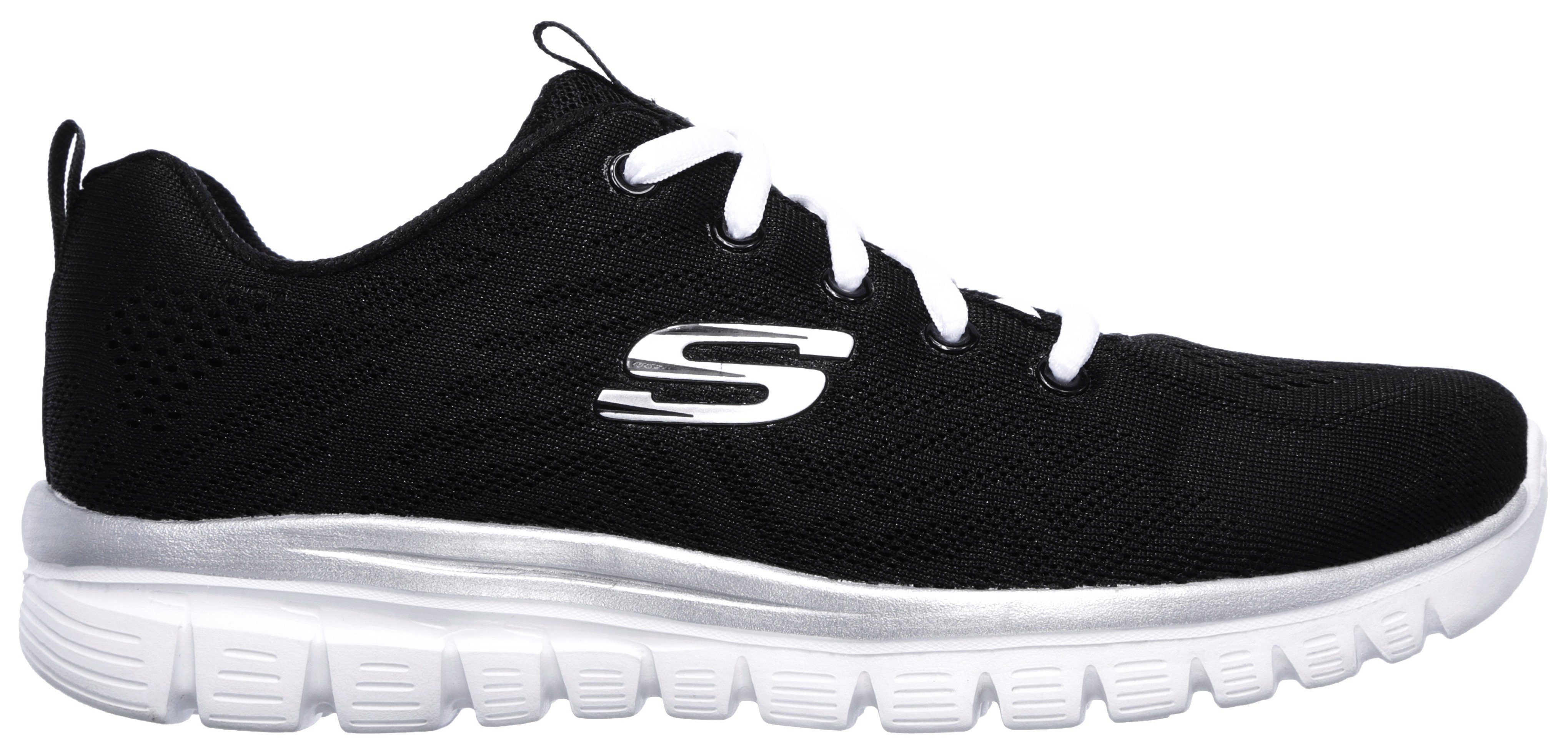 Skechers Graceful - Get Connected Sneaker Dämpfung Foam Memory durch mit schwarz-weiß