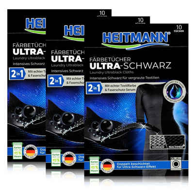 HEITMANN Textilfarbe Heitmann Färbetücher Ultra-Schwarz 10 Tücher 2in1 Ultra-Schwarzeffekt
